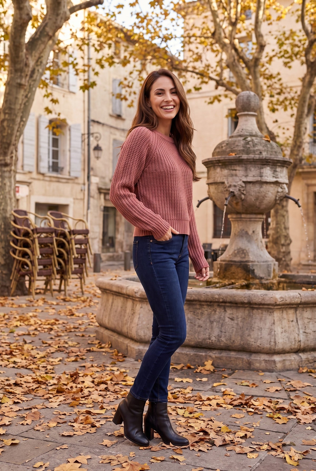 ARABELLA Chunky Knit Puff Sleeve Jumper, lifestyle