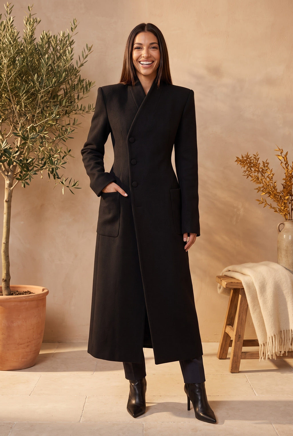 BEATRIX Long Single Breasted Tailored Coat, lifestyle
