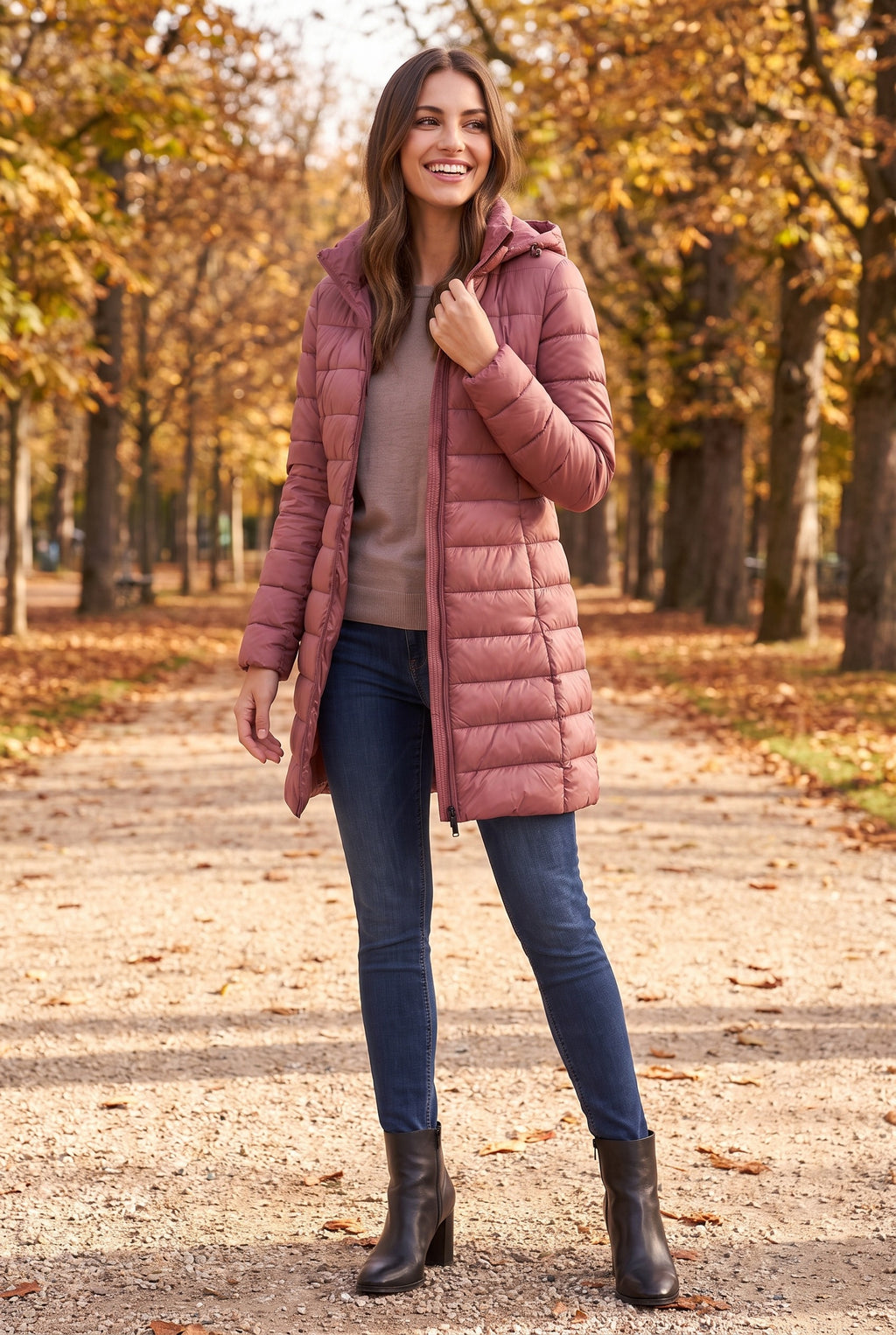 BETHAN Hooded Longline Down Puffer Coat, lifestyle