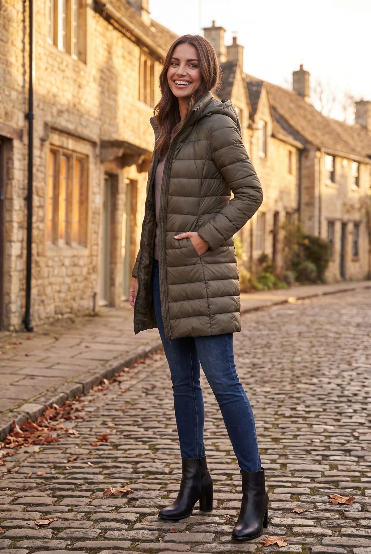 BETHAN Hooded Longline Down Puffer Coat, lifestyle