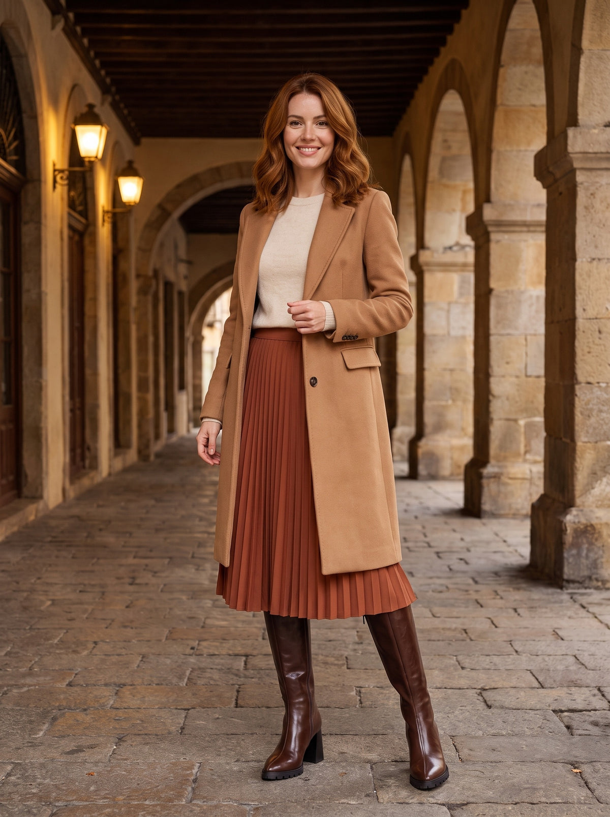 BRIAR Pointed Toe Heeled Knee High Boots, worn full length