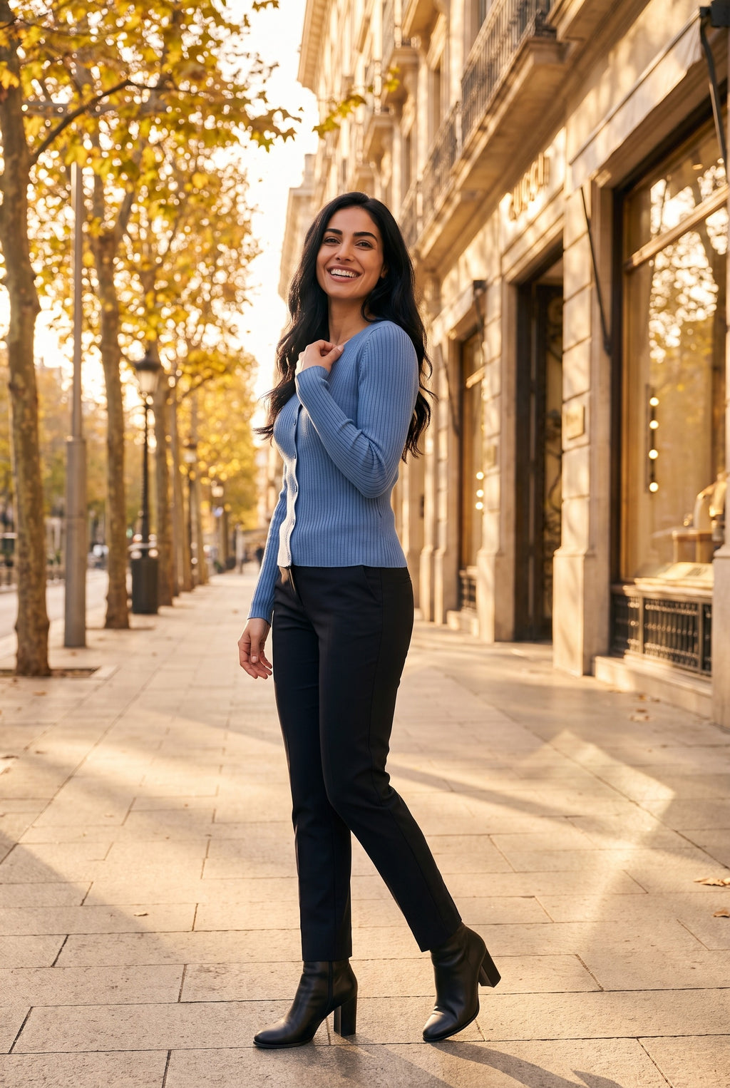 CATRIN Ribbed Button Neck Jumper, lifestyle