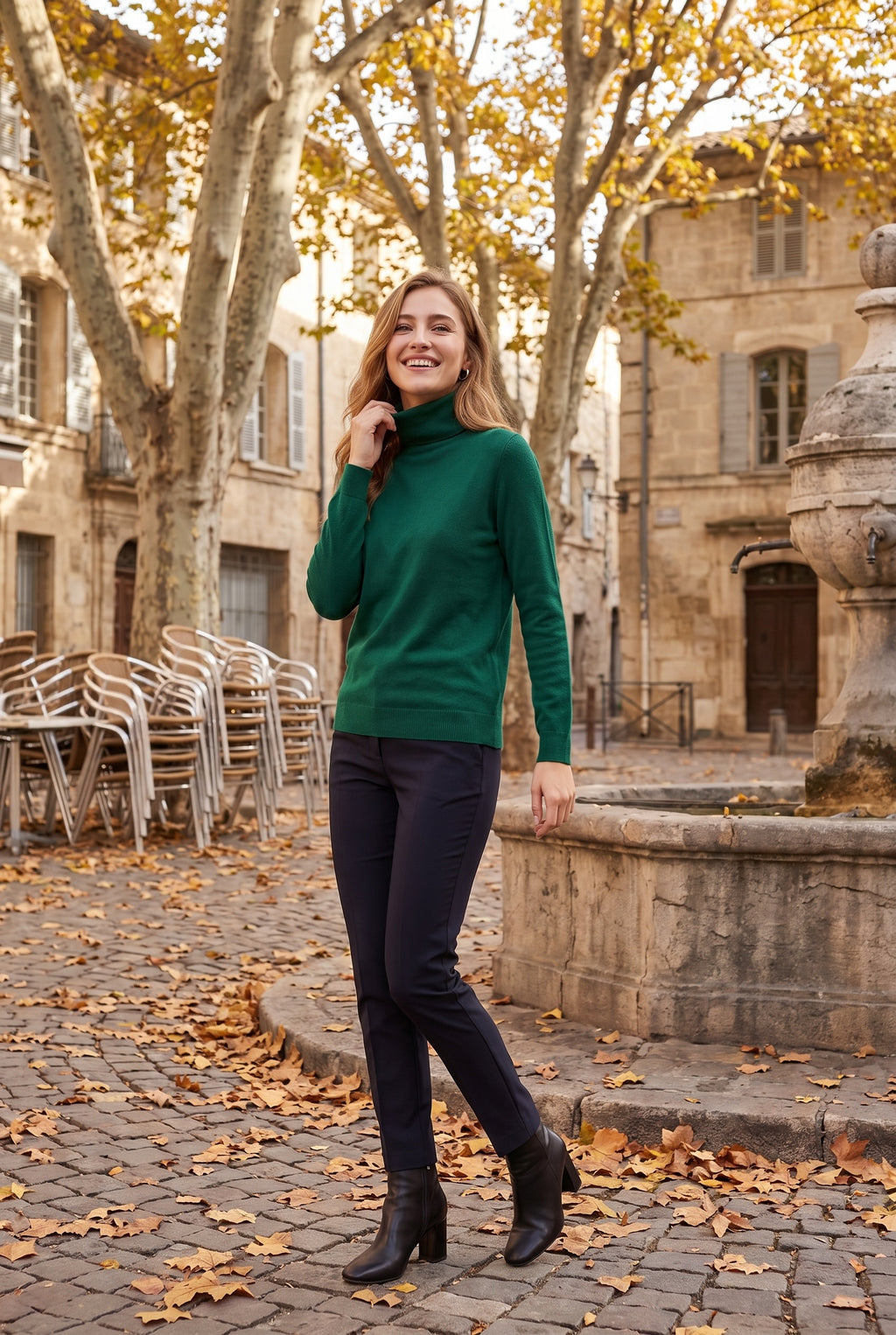 DAHLIA Merino Wool Mock Neck Jumper, lifestyle