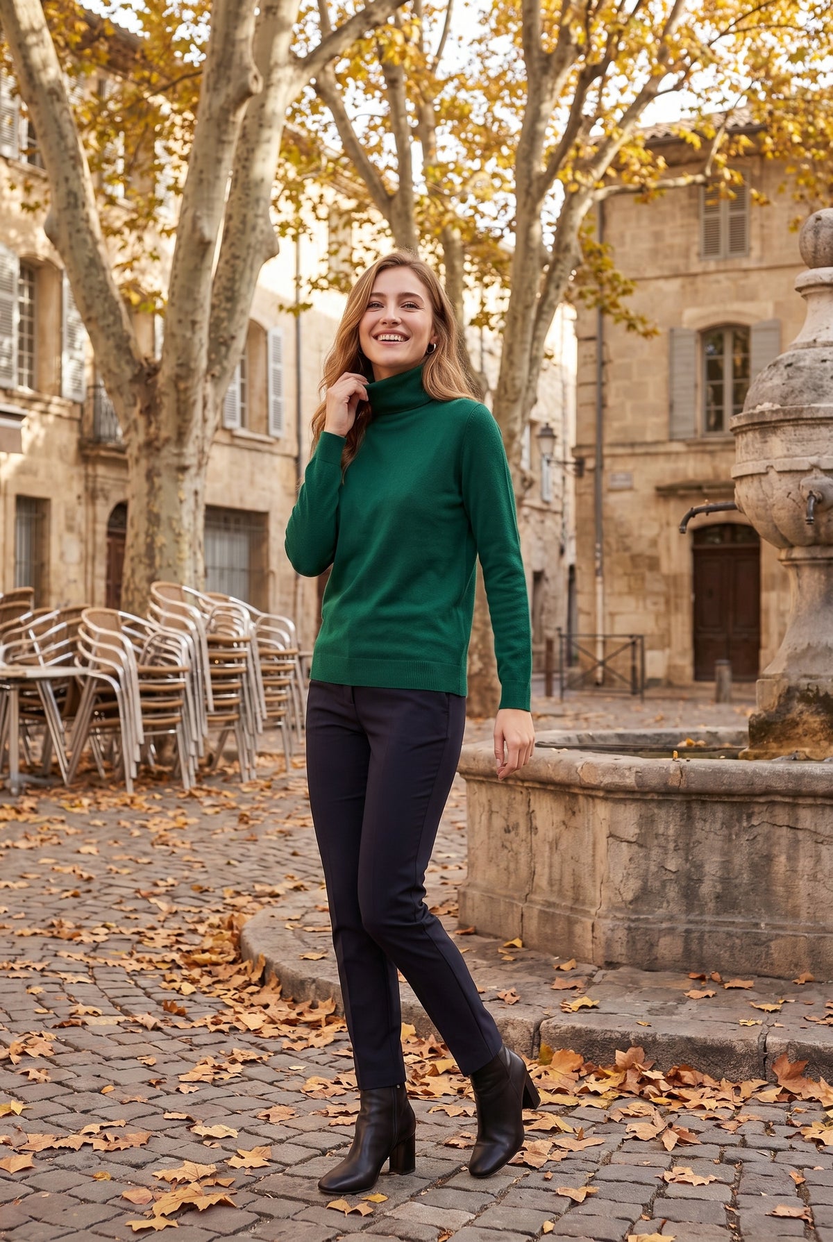 DAHLIA Merino Wool Mock Neck Jumper, lifestyle