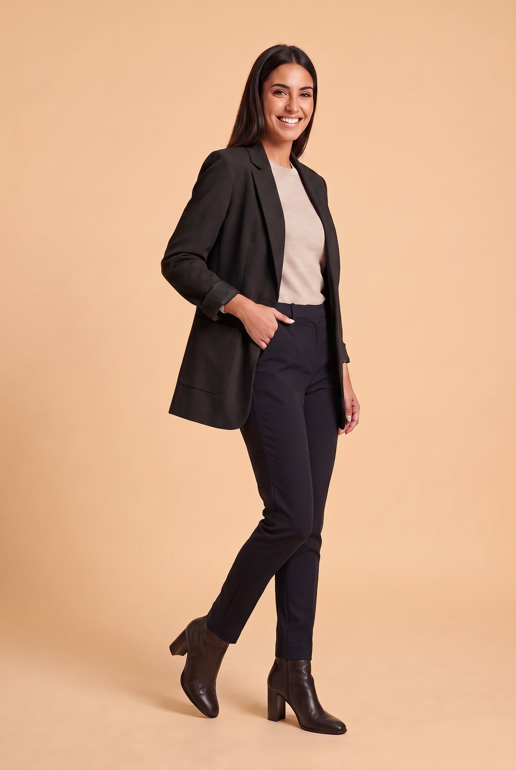 DILYS Longline Blazer in black, front