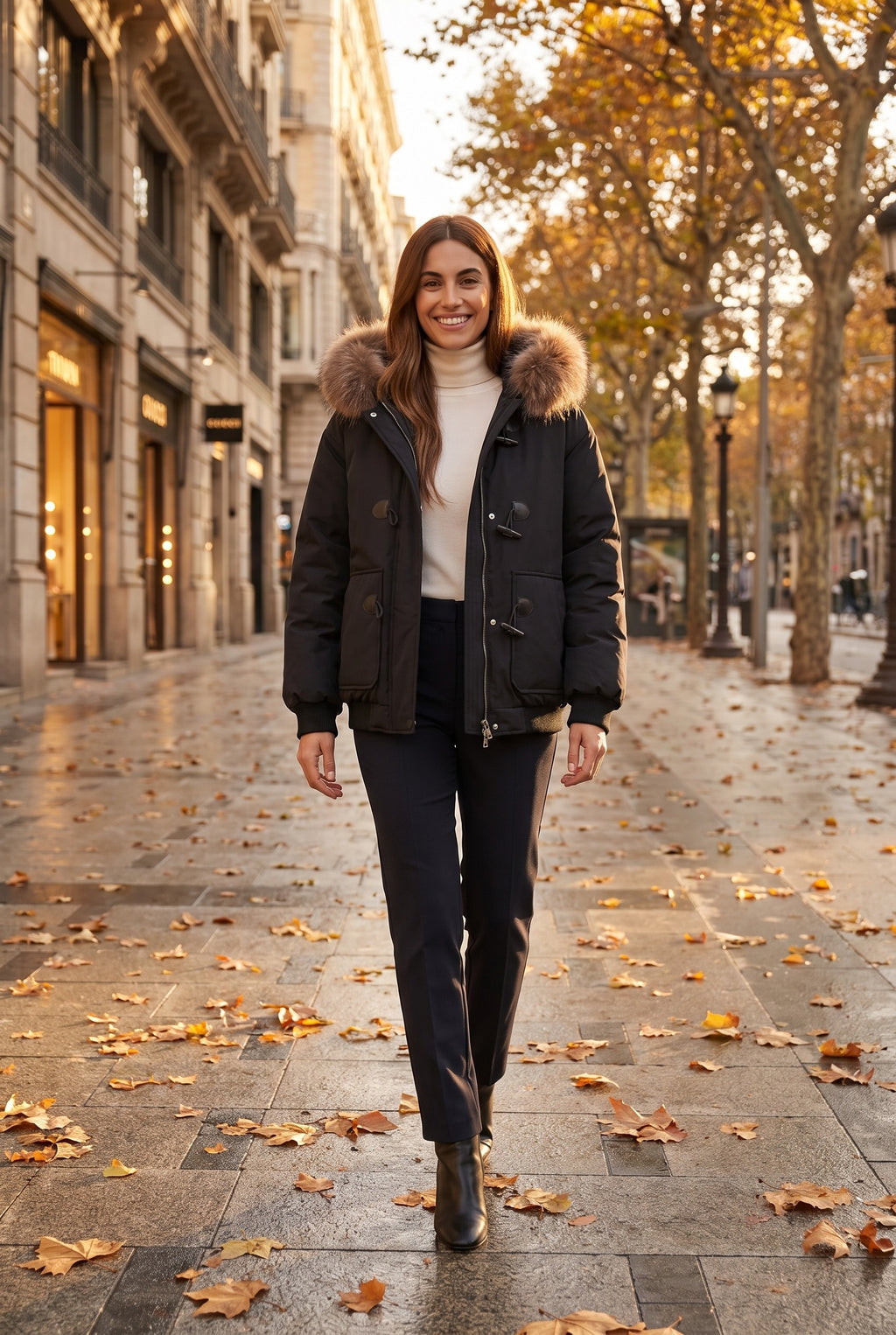 ELSIE Faux Fur Hood Cropped Puffer Jacket, lifestyle