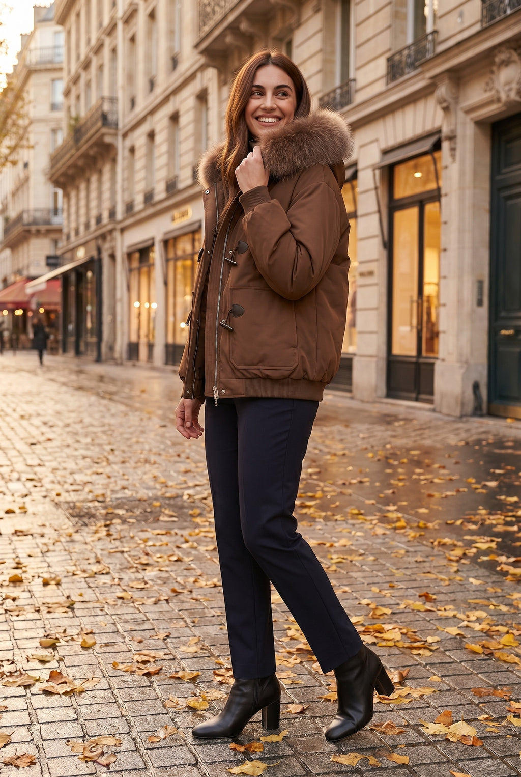 ELSIE Faux Fur Hood Cropped Puffer Jacket, lifestyle