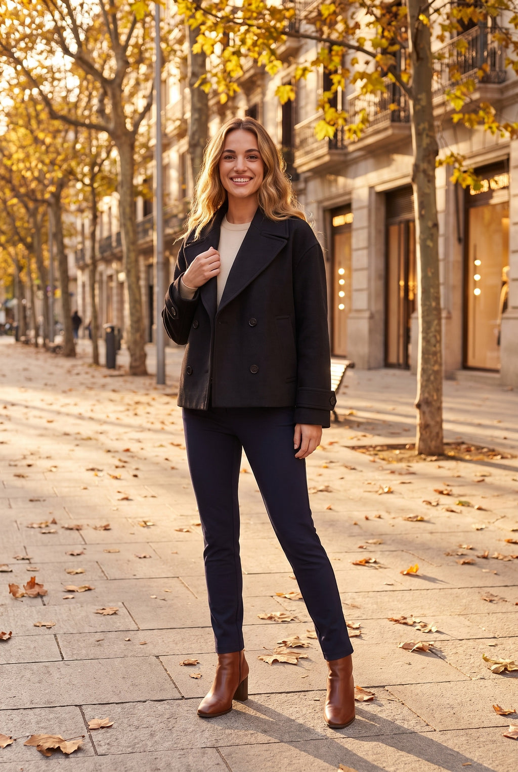 EMERSON Short Double Breasted Coat, lifestyle