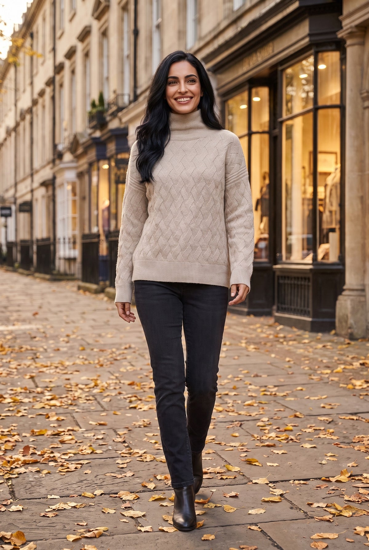 EVANGELINE Chunky Cable Knit Oversized Jumper, lifestyle