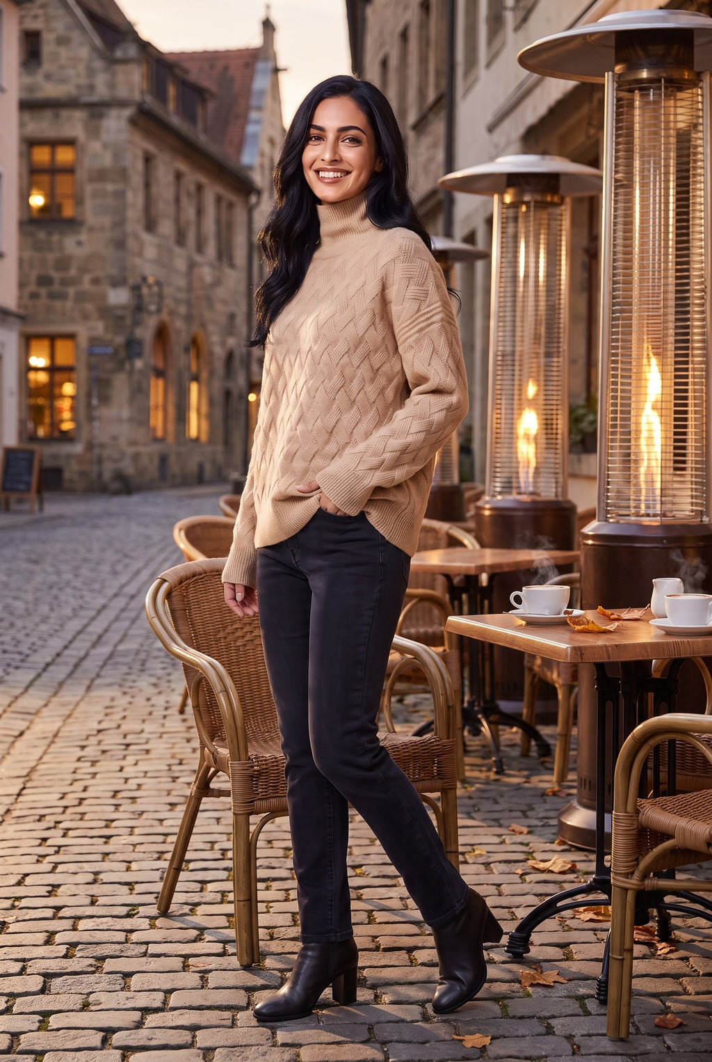 EVANGELINE Chunky Cable Knit Oversized Jumper, lifestyle