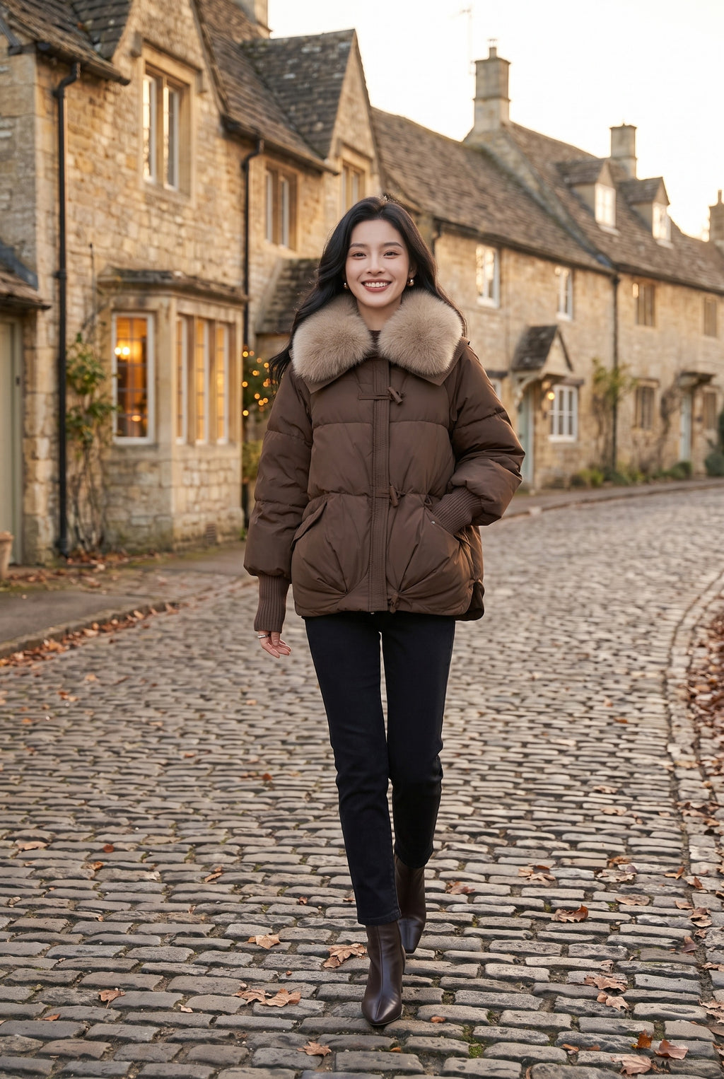 FIONA Faux Fur Collar Puffer Jacket, lifestyle