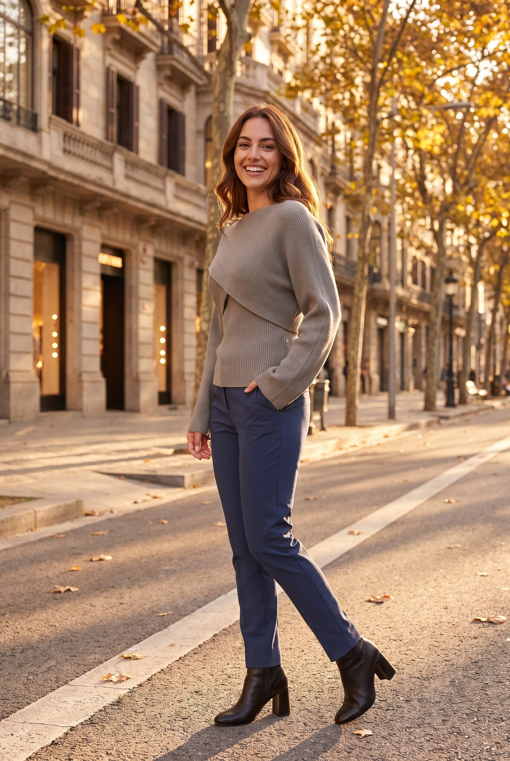 GABRIELLA Wrap Front Cropped Jumper, lifestyle