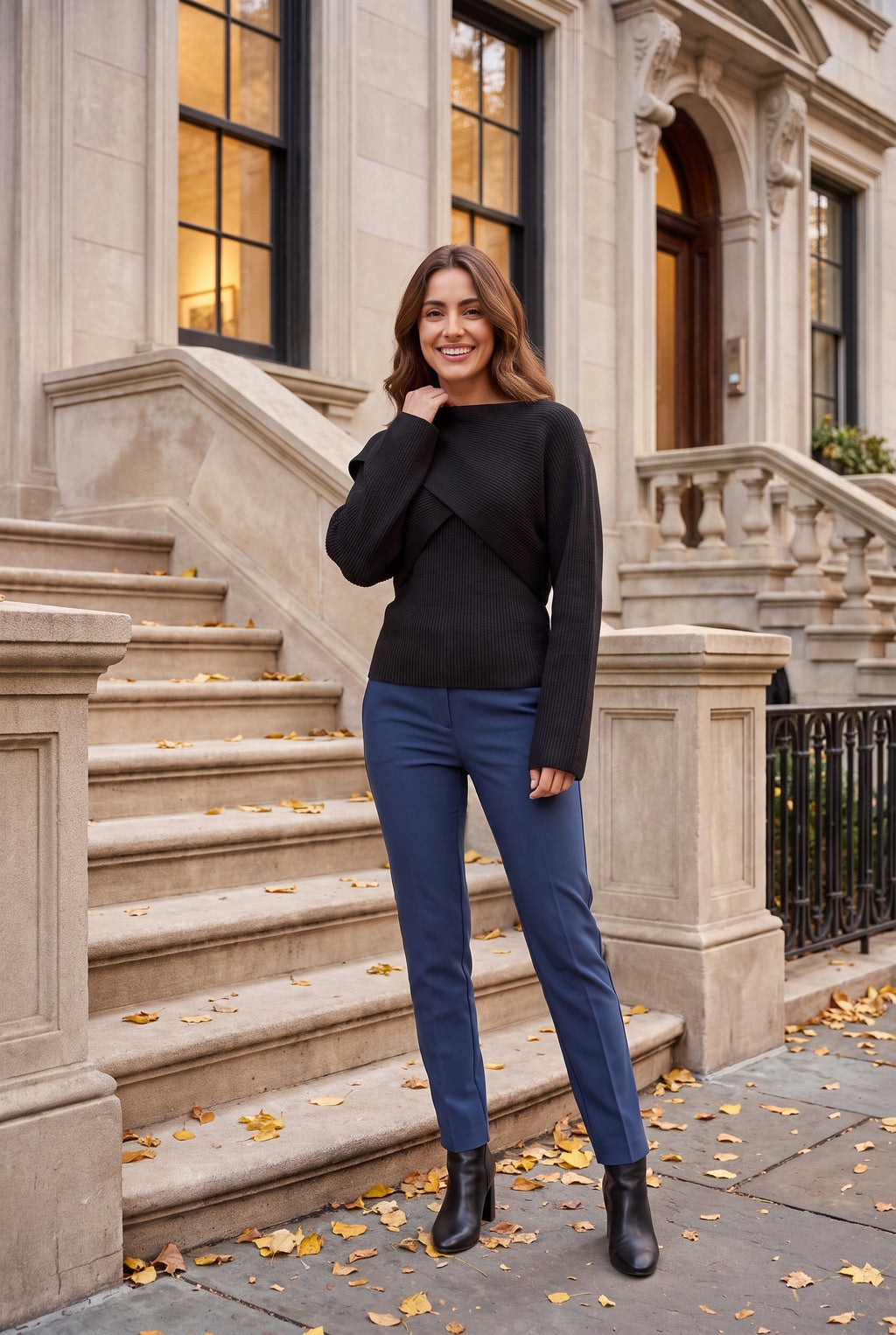 GABRIELLA Wrap Front Cropped Jumper, lifestyle