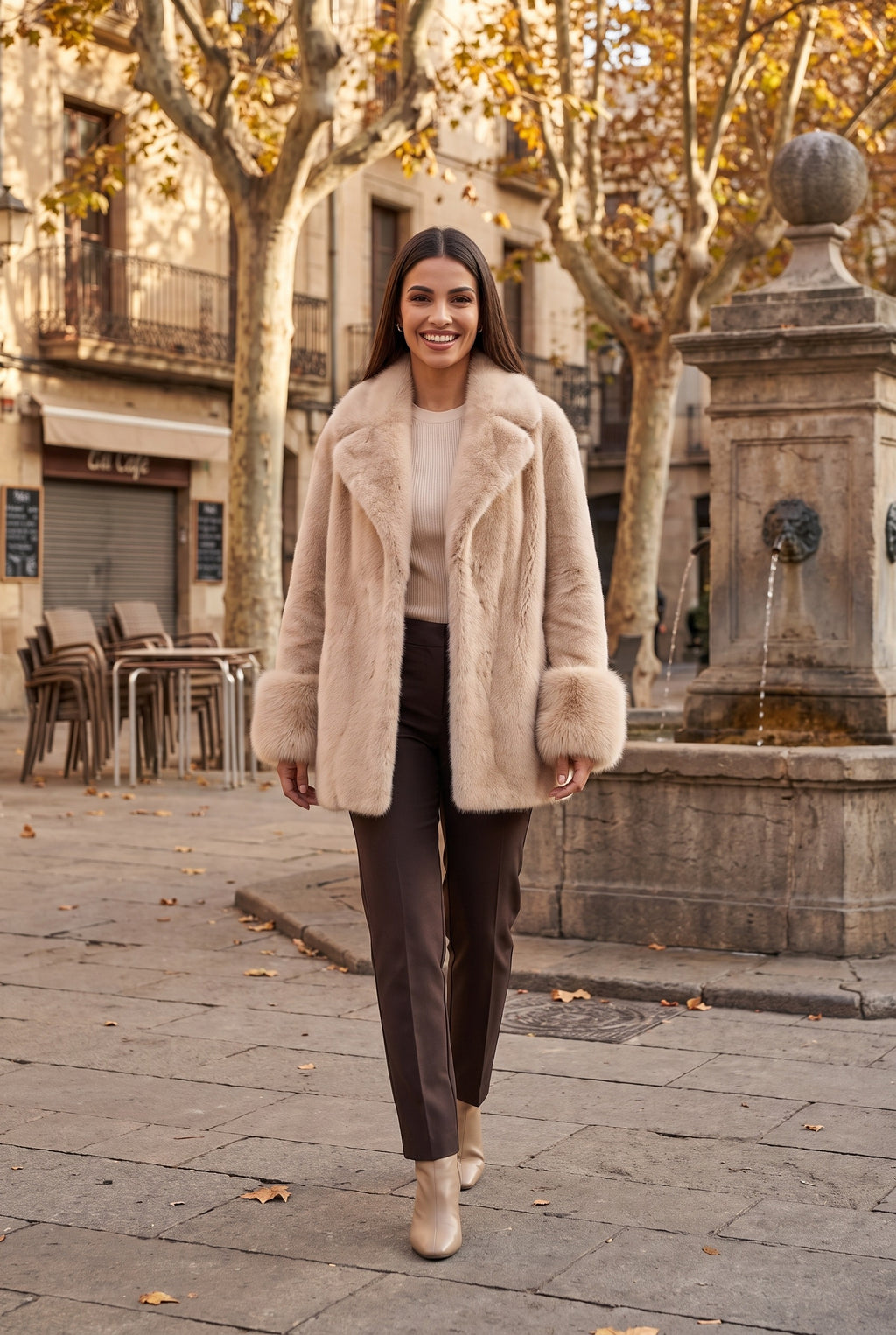 GIA Faux Fur Collar Longline Coat, lifestyle
