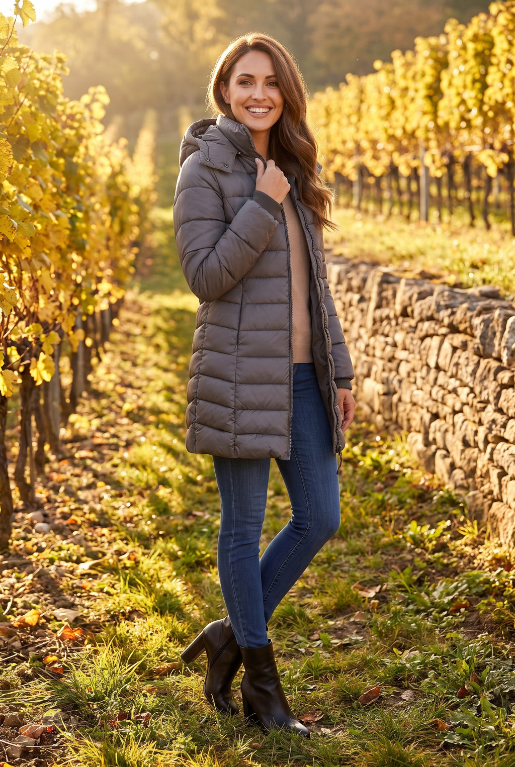JUNIPER Slim Hooded Longline Puffer Coat, lifestyle