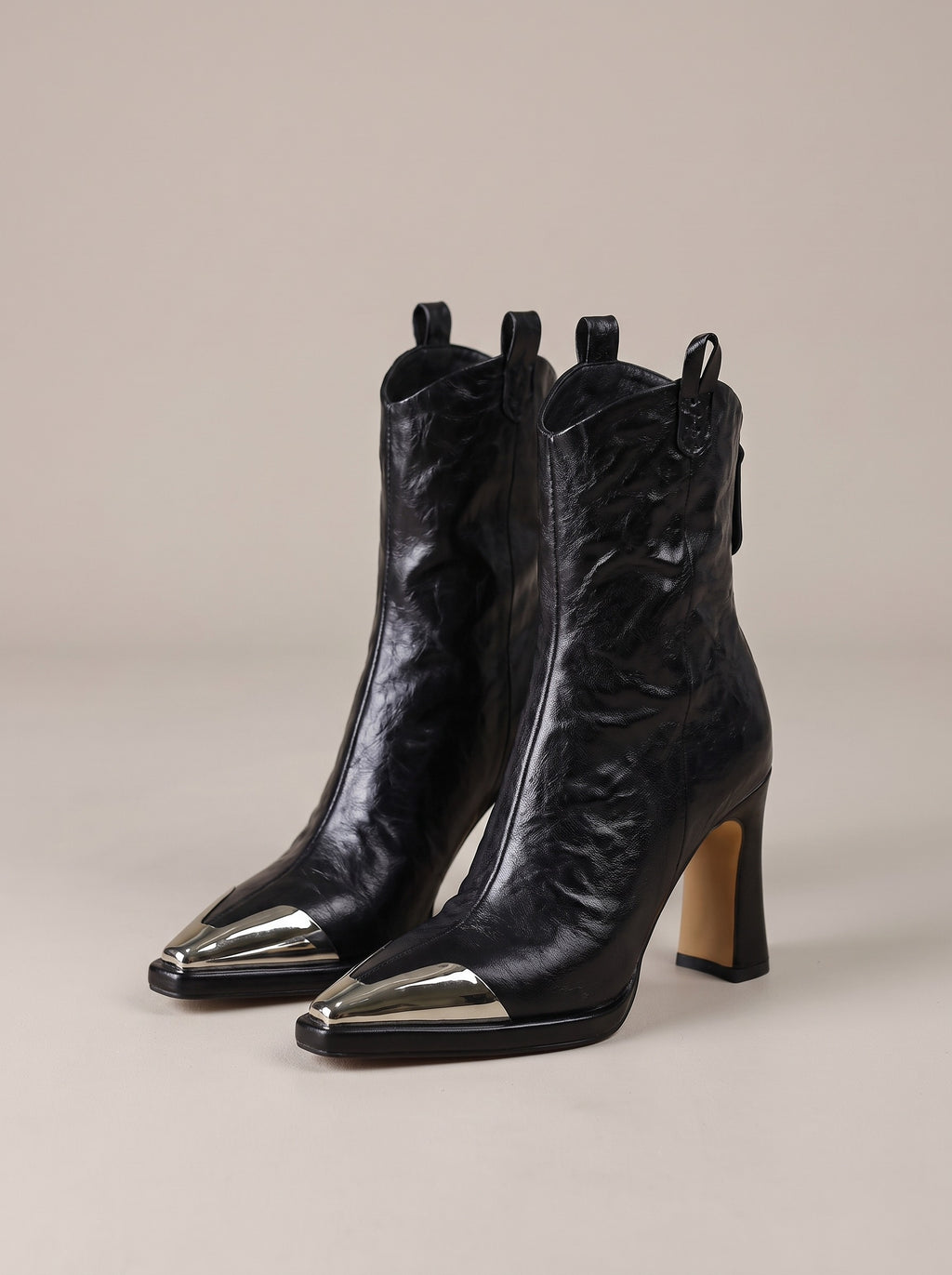 KAYLA Pointed Toe Heeled Ankle Boots in black, front