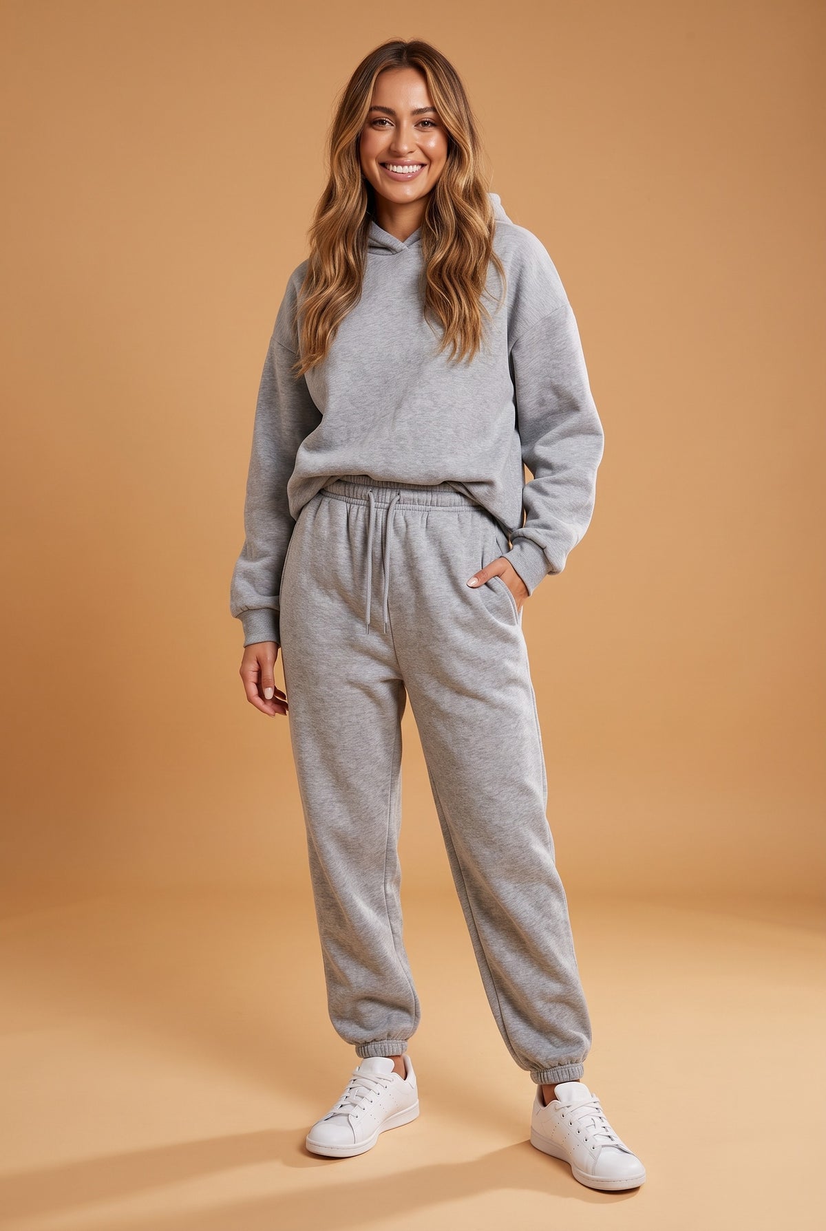 KEELY High Waisted Cuffed Joggers in grey, front
