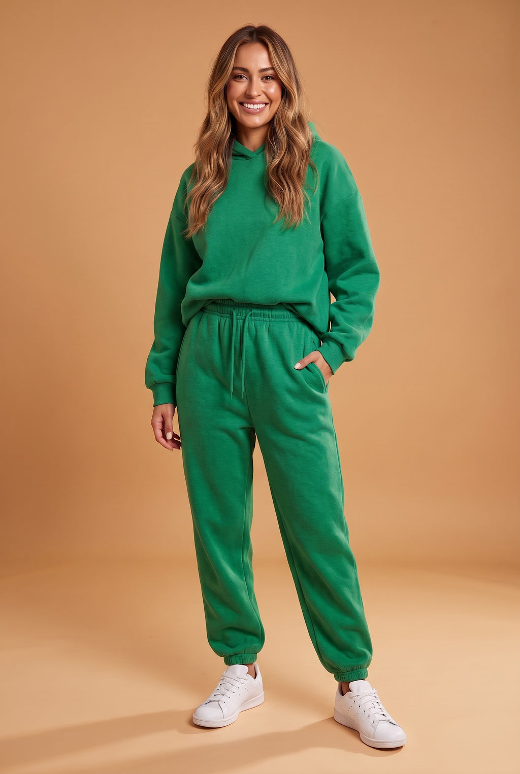 KEELY High Waisted Cuffed Joggers in green, front