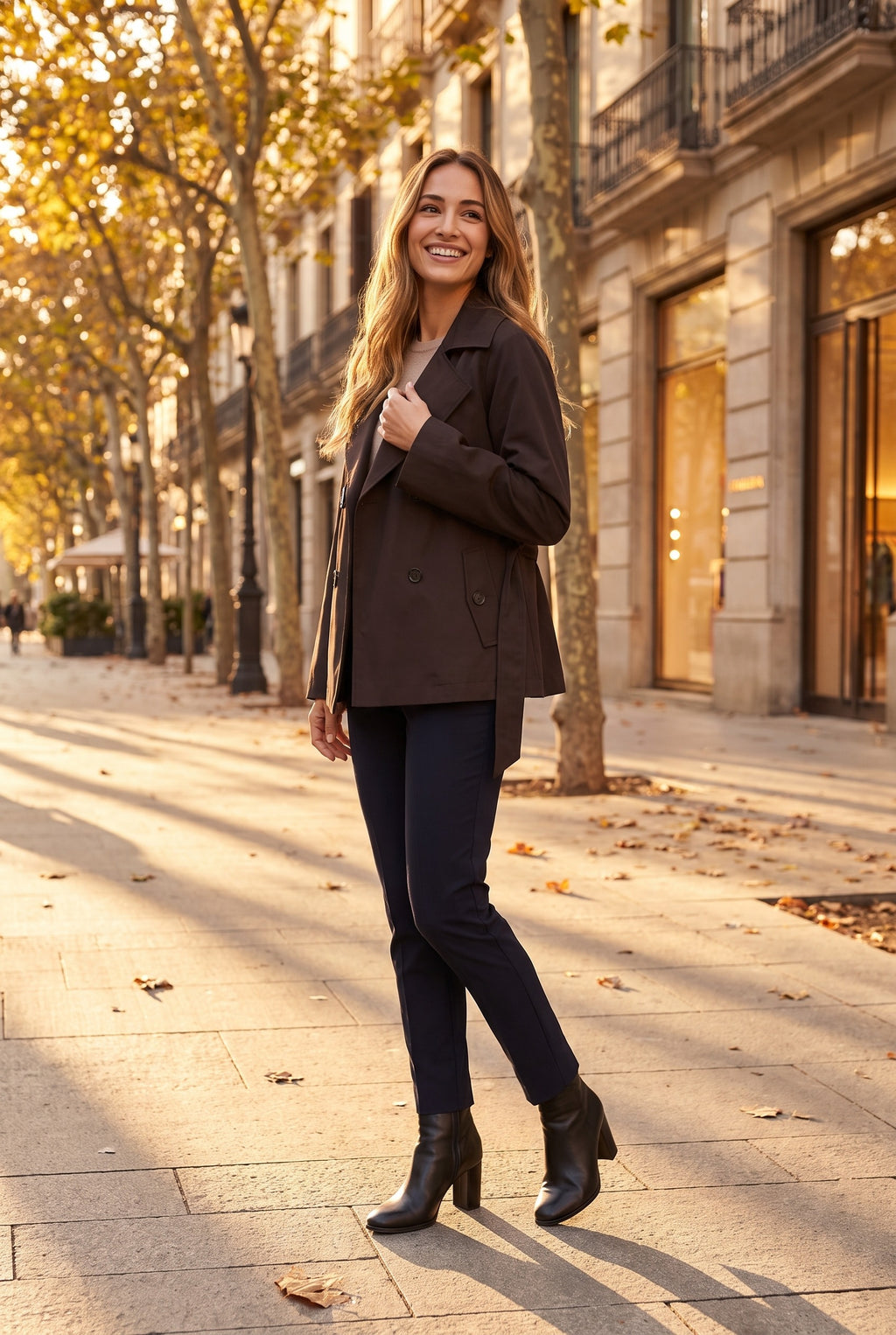 LEIA Belted Short Trench Jacket, lifestyle
