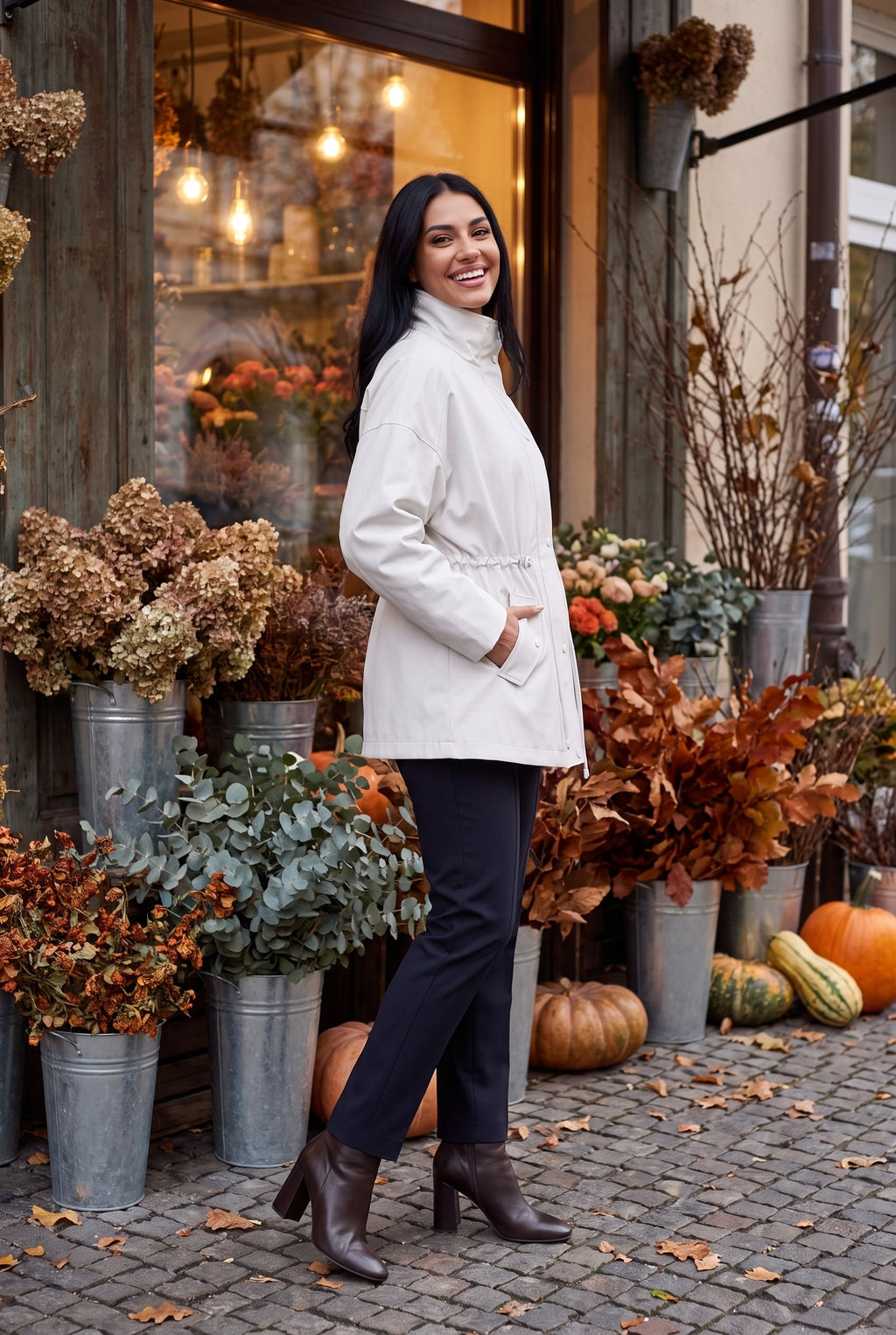 LONDON Funnel Neck Trench Jacket, lifestyle