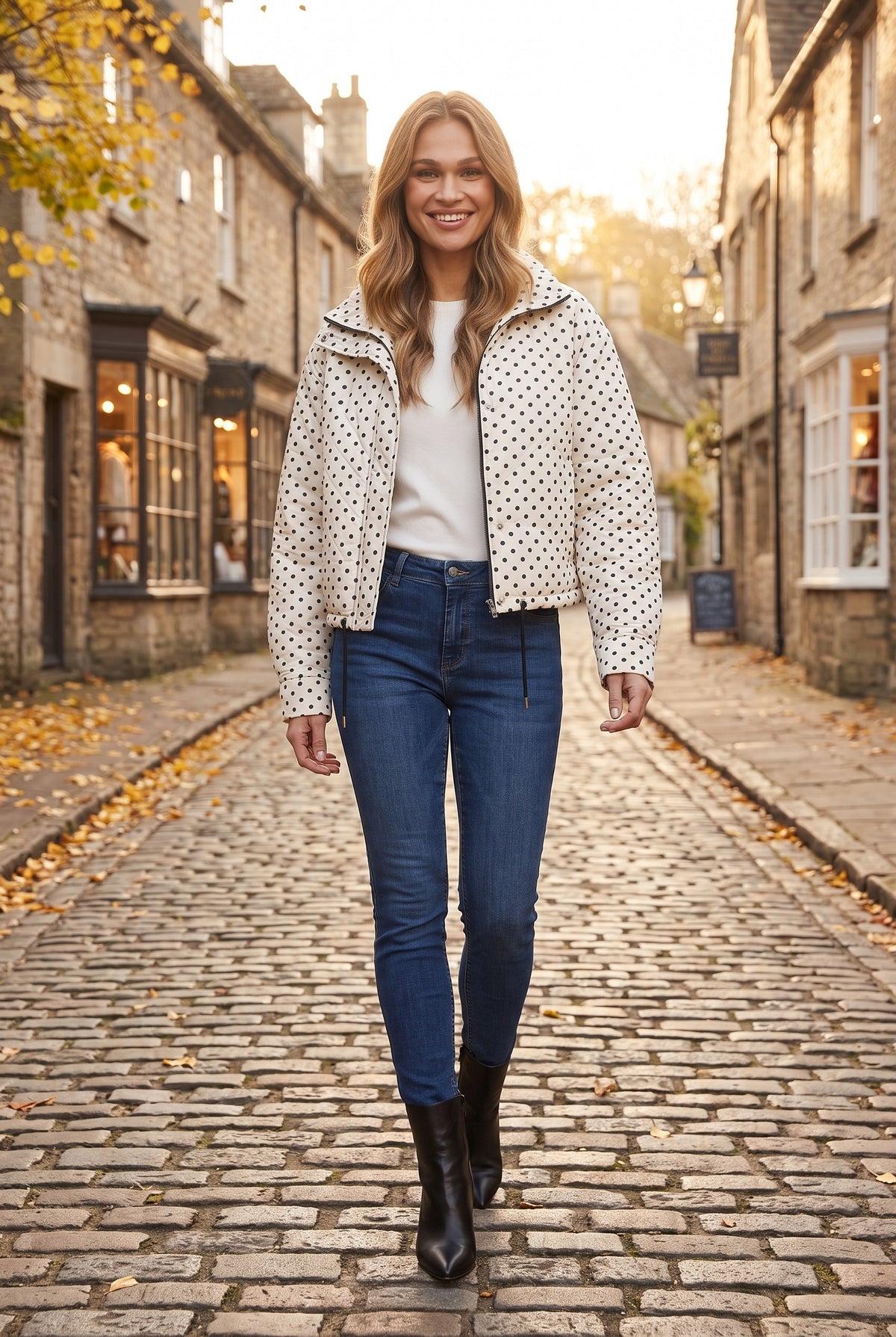 LOWRI Polka Dot Cropped Jacket, lifestyle