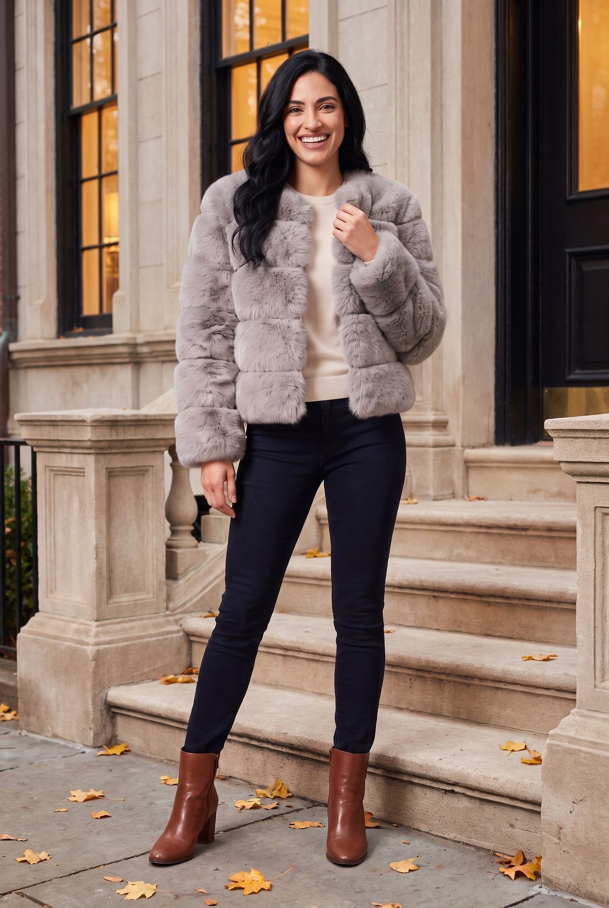MAKENNA Short Faux Fur Coat, lifestyle