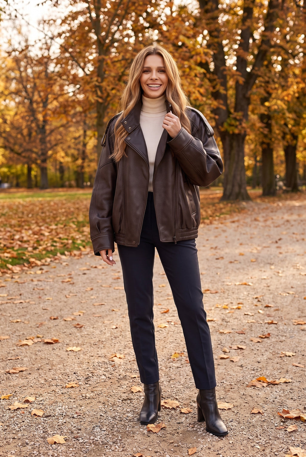 MILLIE Oversized Long Faux Leather Jacket, lifestyle