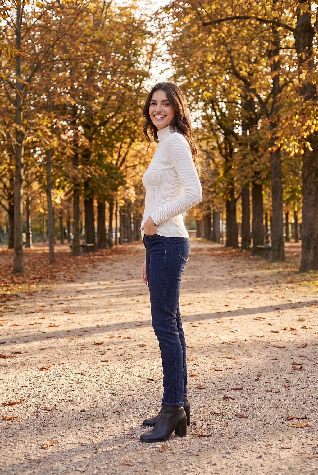 MIRANDA Fine Knit Funnel Neck Jumper, lifestyle