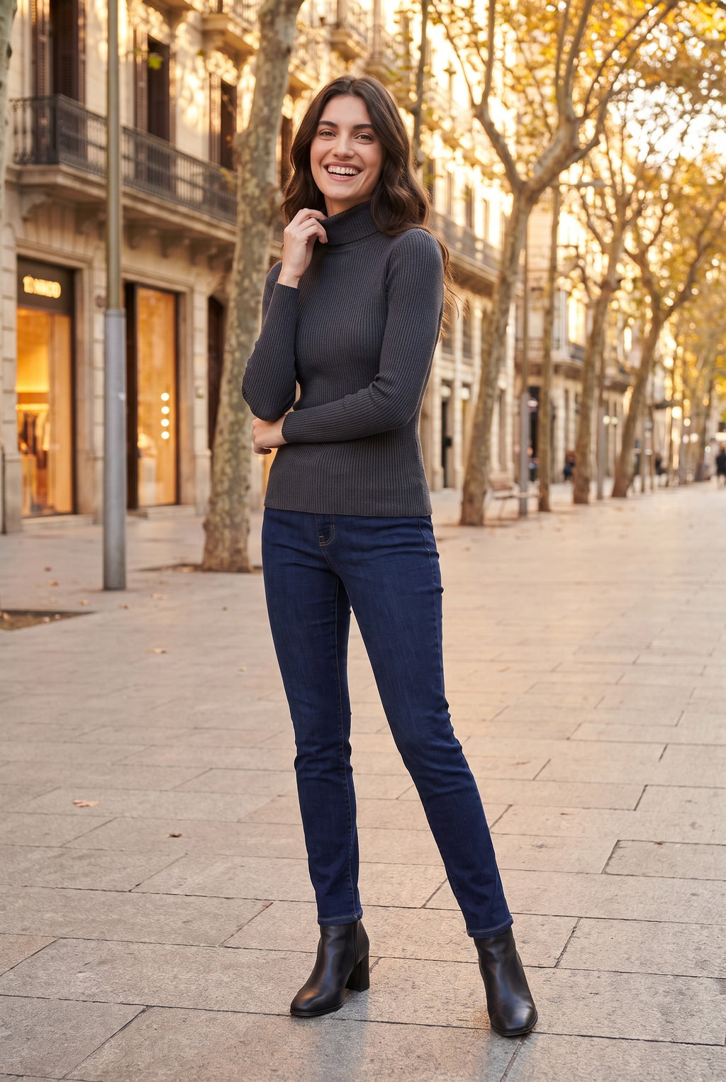 MIRANDA Fine Knit Funnel Neck Jumper, lifestyle