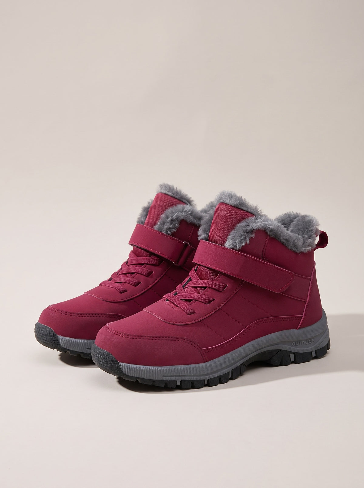 NAYELI Faux Fur Lined Snow Boots in red, front
