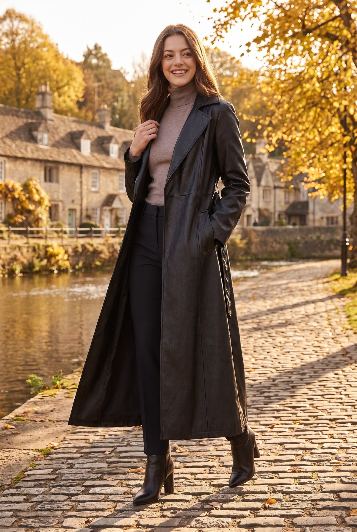 OAKLEY Longline Faux Leather Trench Coat, lifestyle