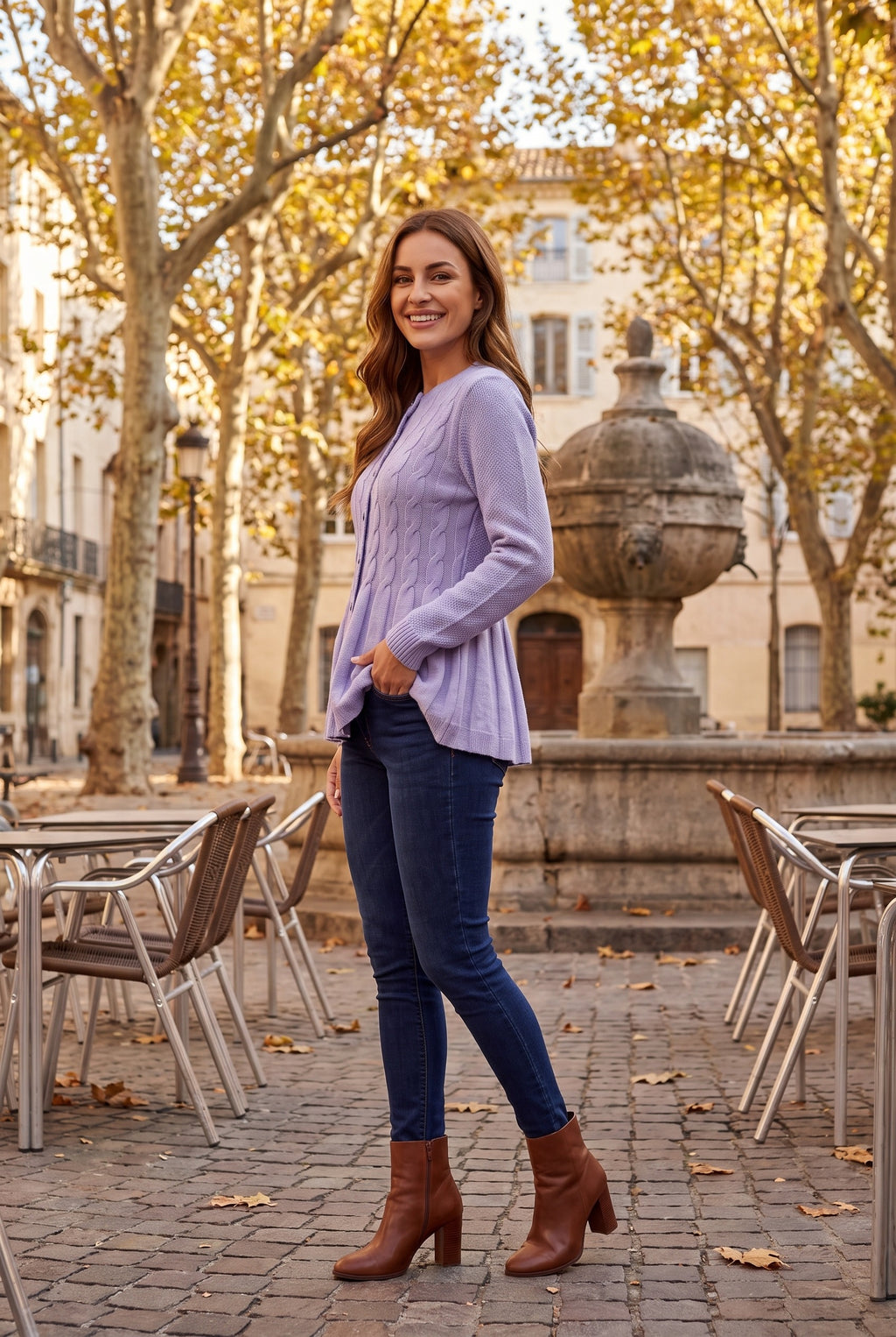 PAISLEY Longline Button Knitted Cardigan, lifestyle