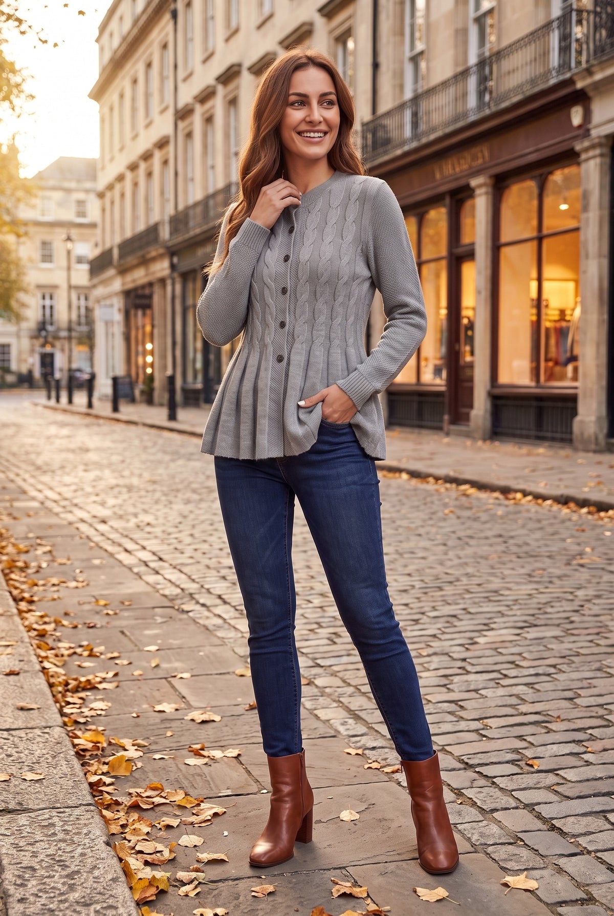 PAISLEY Longline Button Knitted Cardigan, lifestyle