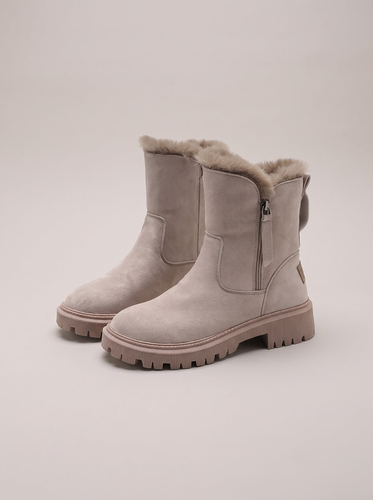 RAINA Faux Fur Lined Platform Snow Boots in apricot, front