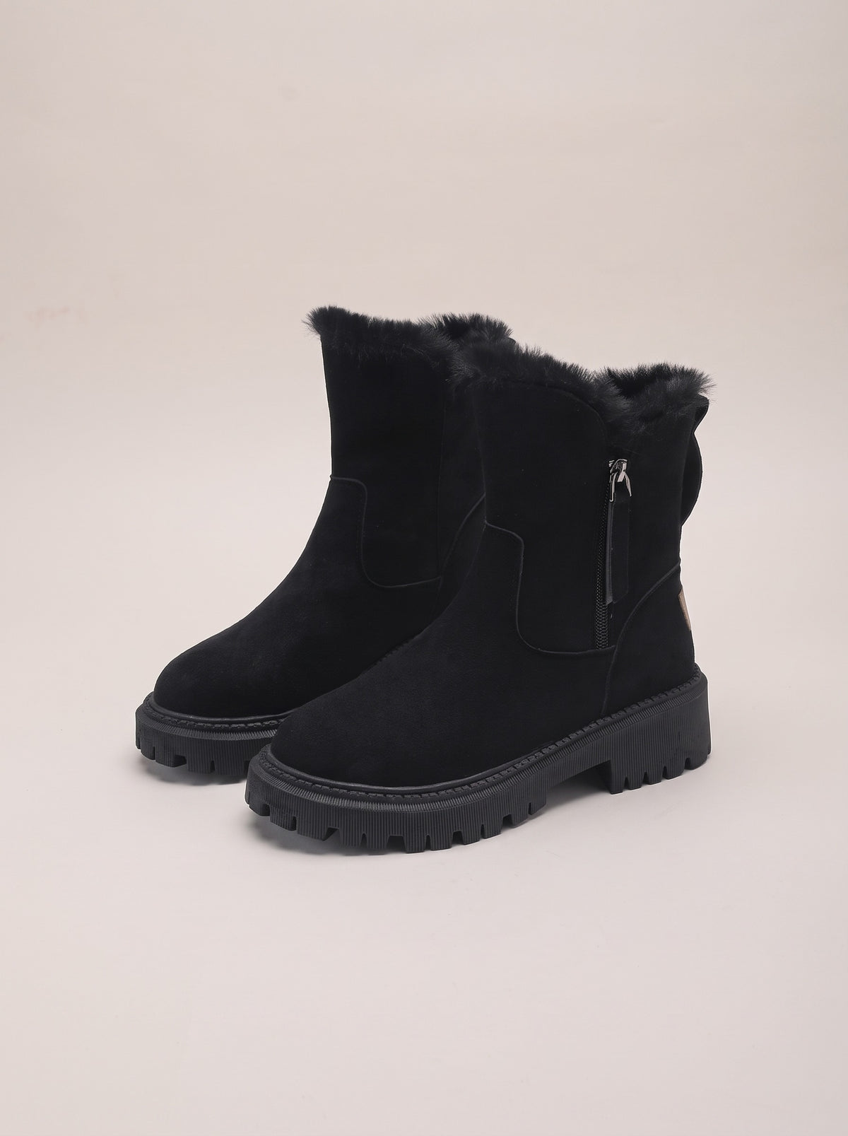 RAINA Faux Fur Lined Platform Snow Boots in black, front