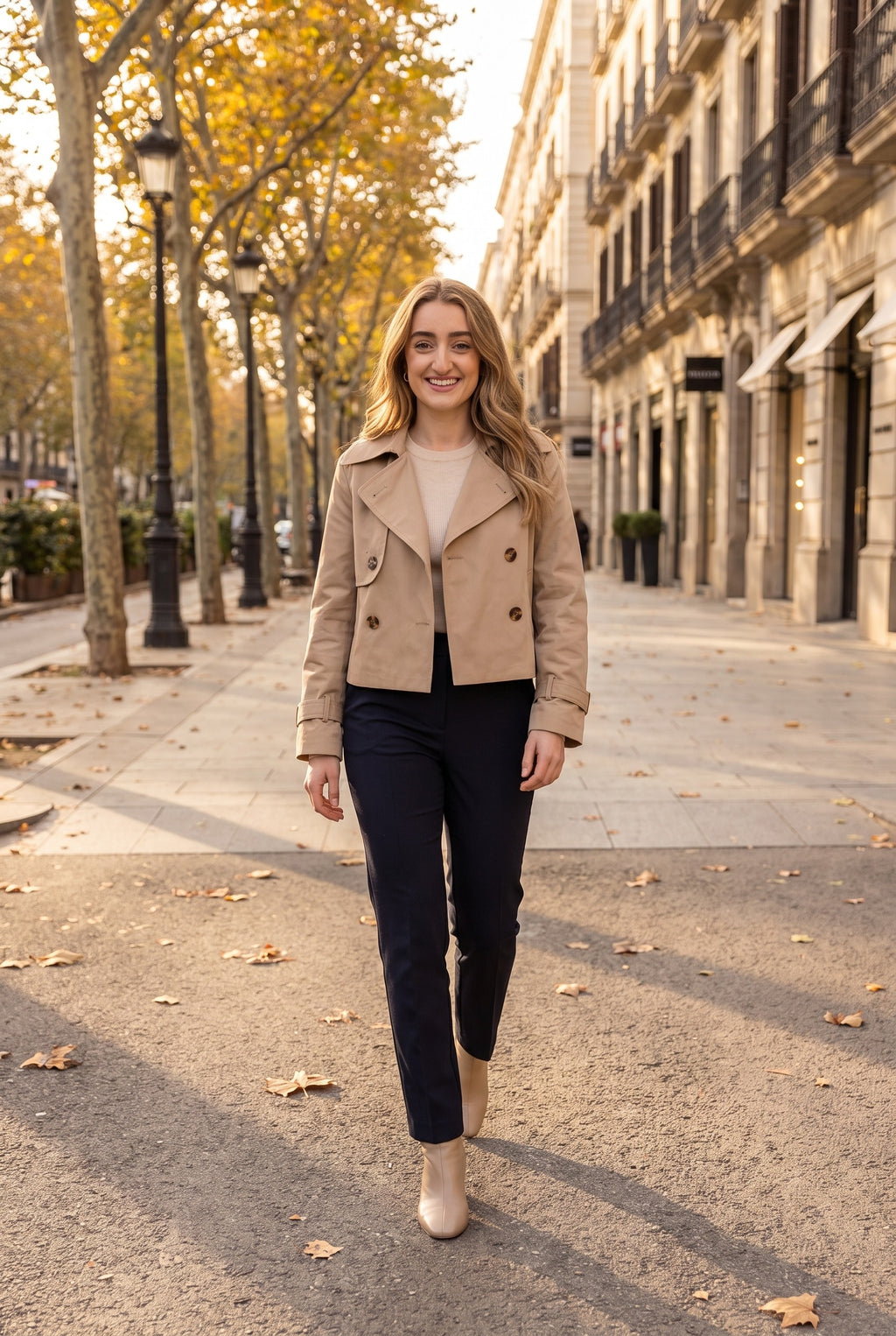 ROSALIND Cropped Double Breasted Trench Coat, lifestyle