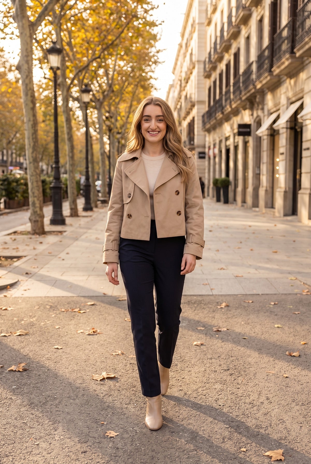 ROSALIND Cropped Double Breasted Trench Coat, lifestyle