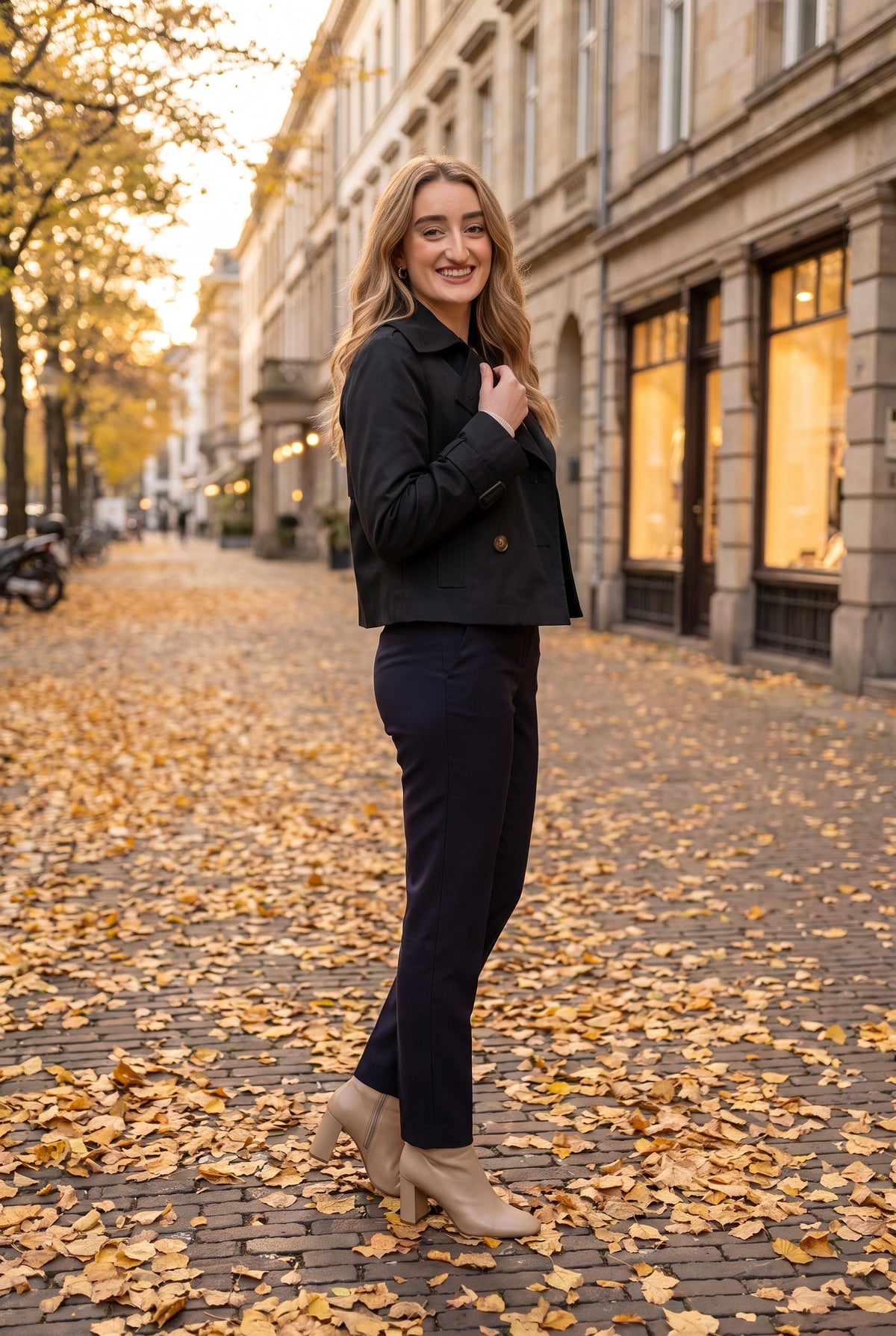 ROSALIND Cropped Double Breasted Trench Coat, lifestyle