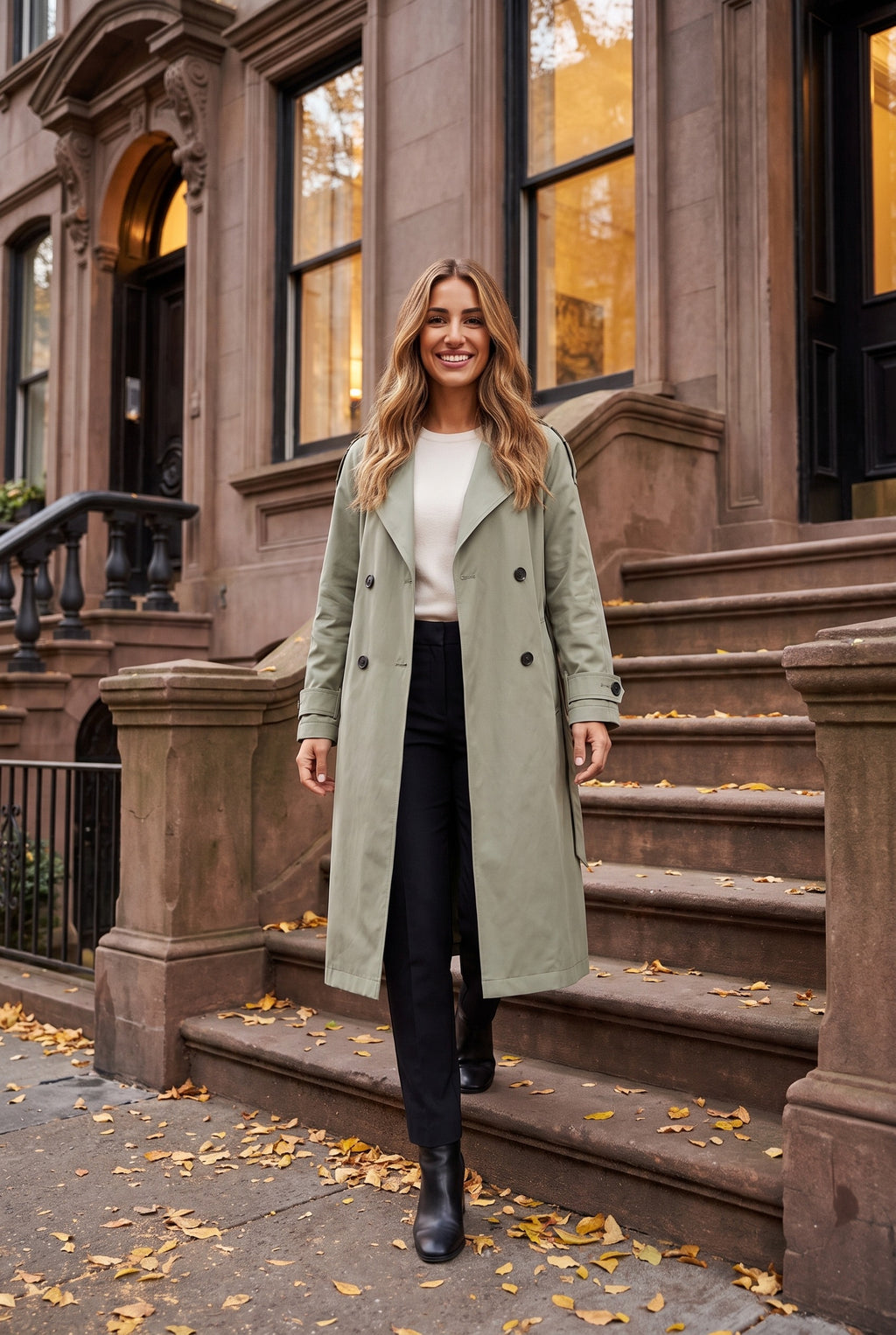 RYLEE Double Breasted Belted Trench Coat, lifestyle