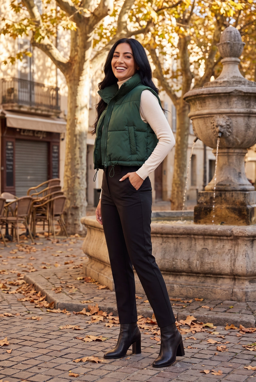SAGE Cropped Puffer Gilet, lifestyle