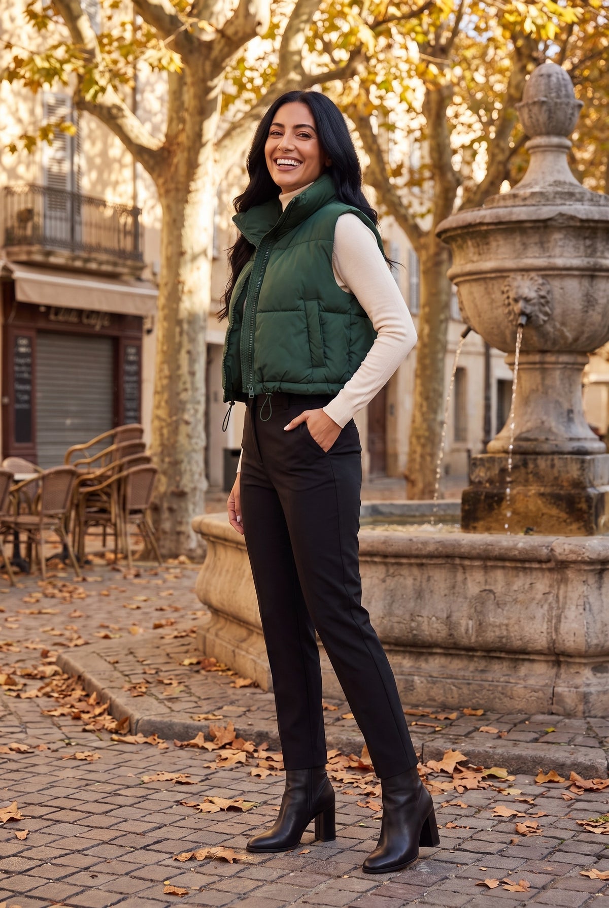 SAGE Cropped Puffer Gilet, lifestyle