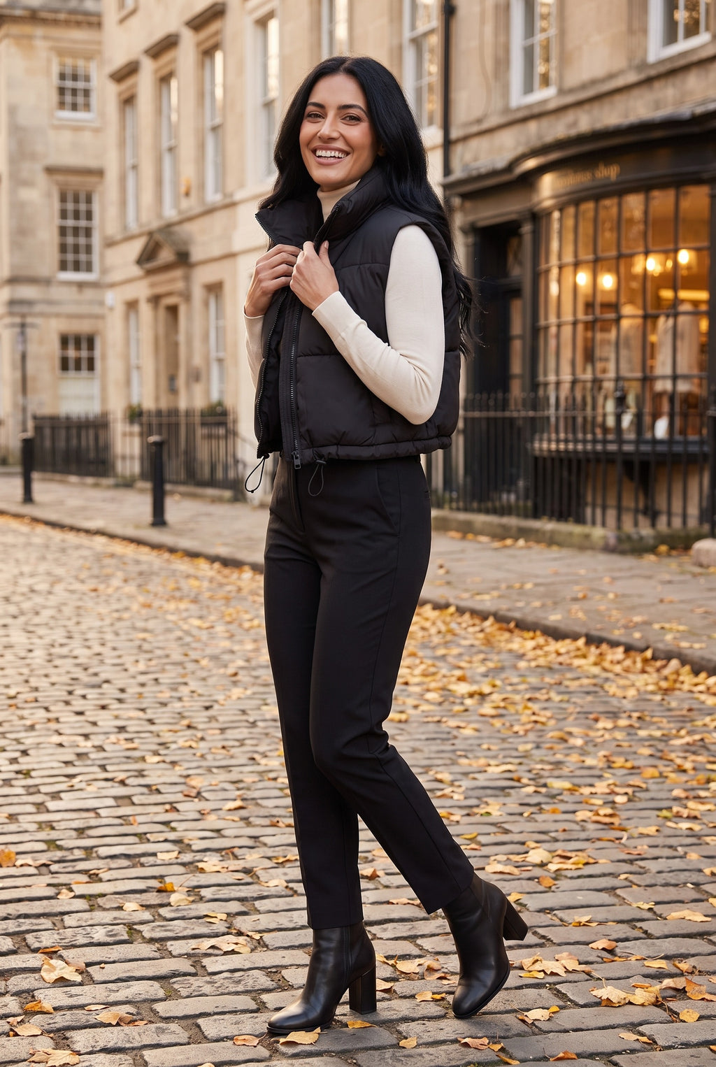 SAGE Cropped Puffer Gilet, lifestyle