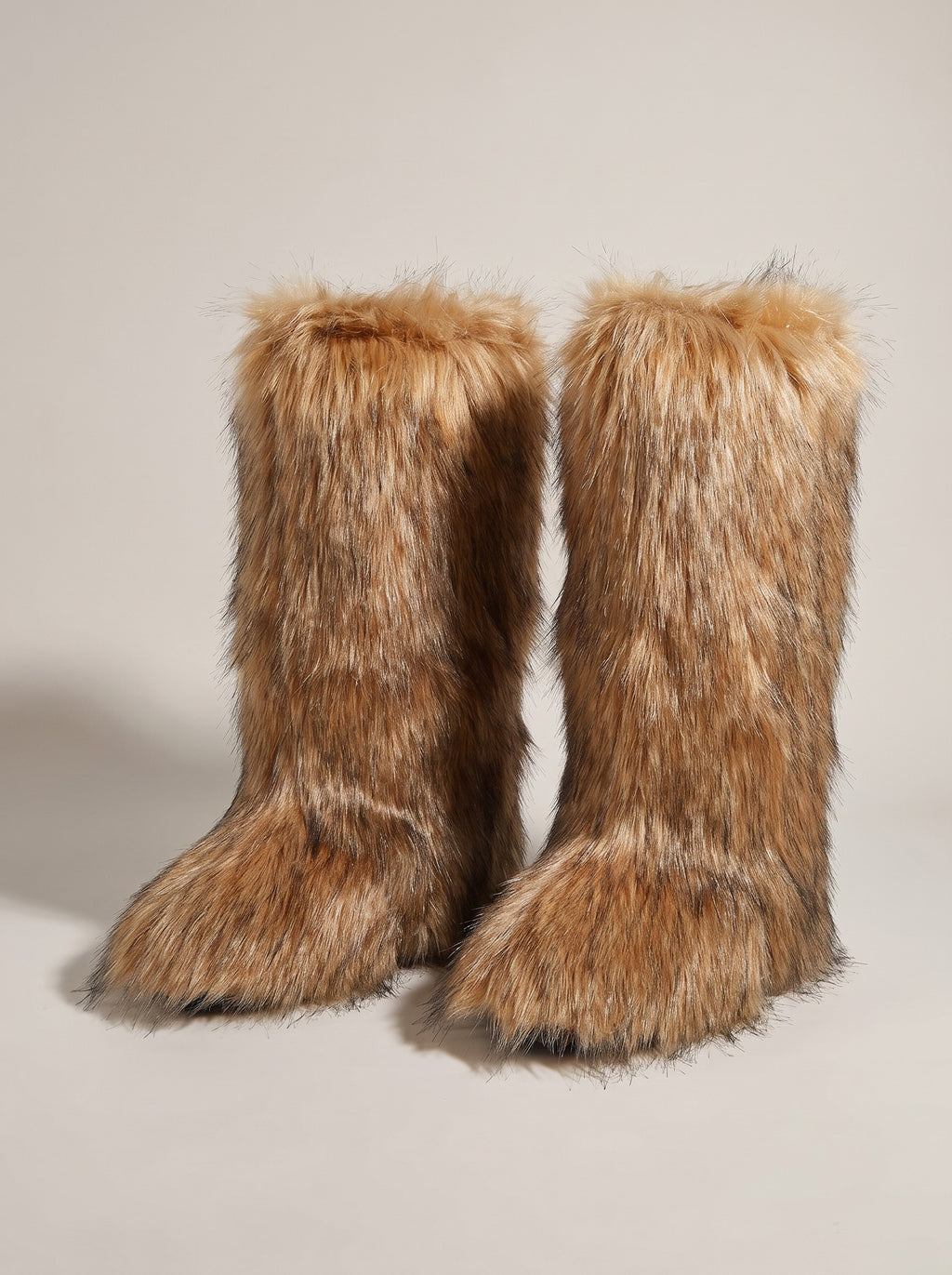 SIERRA Fluffy Faux Fur Boots in raccoon fur, front