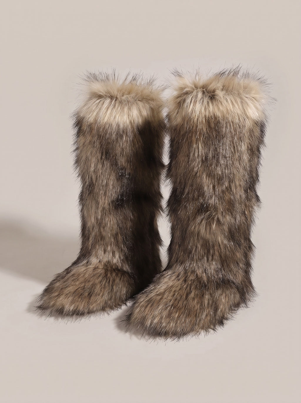 SIERRA Fluffy Faux Fur Boots in wolf grey, front