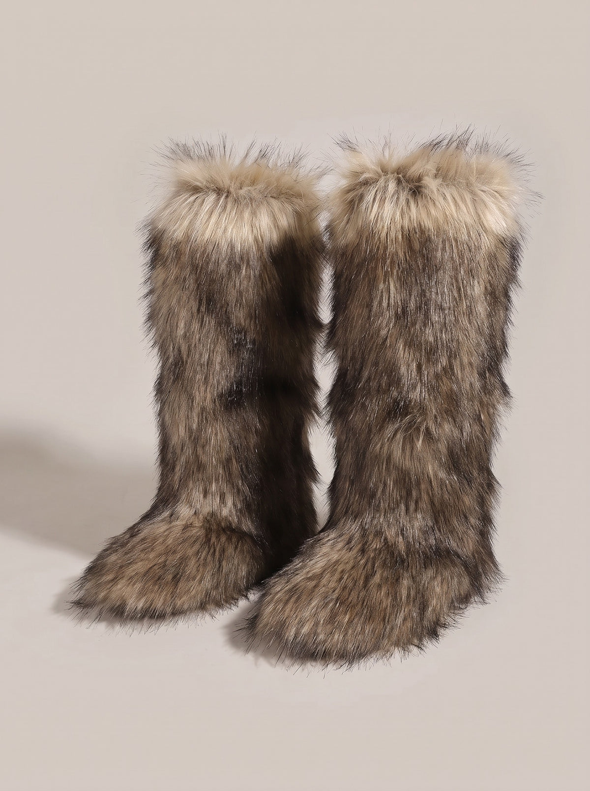 SIERRA Fluffy Faux Fur Boots in wolf grey, front
