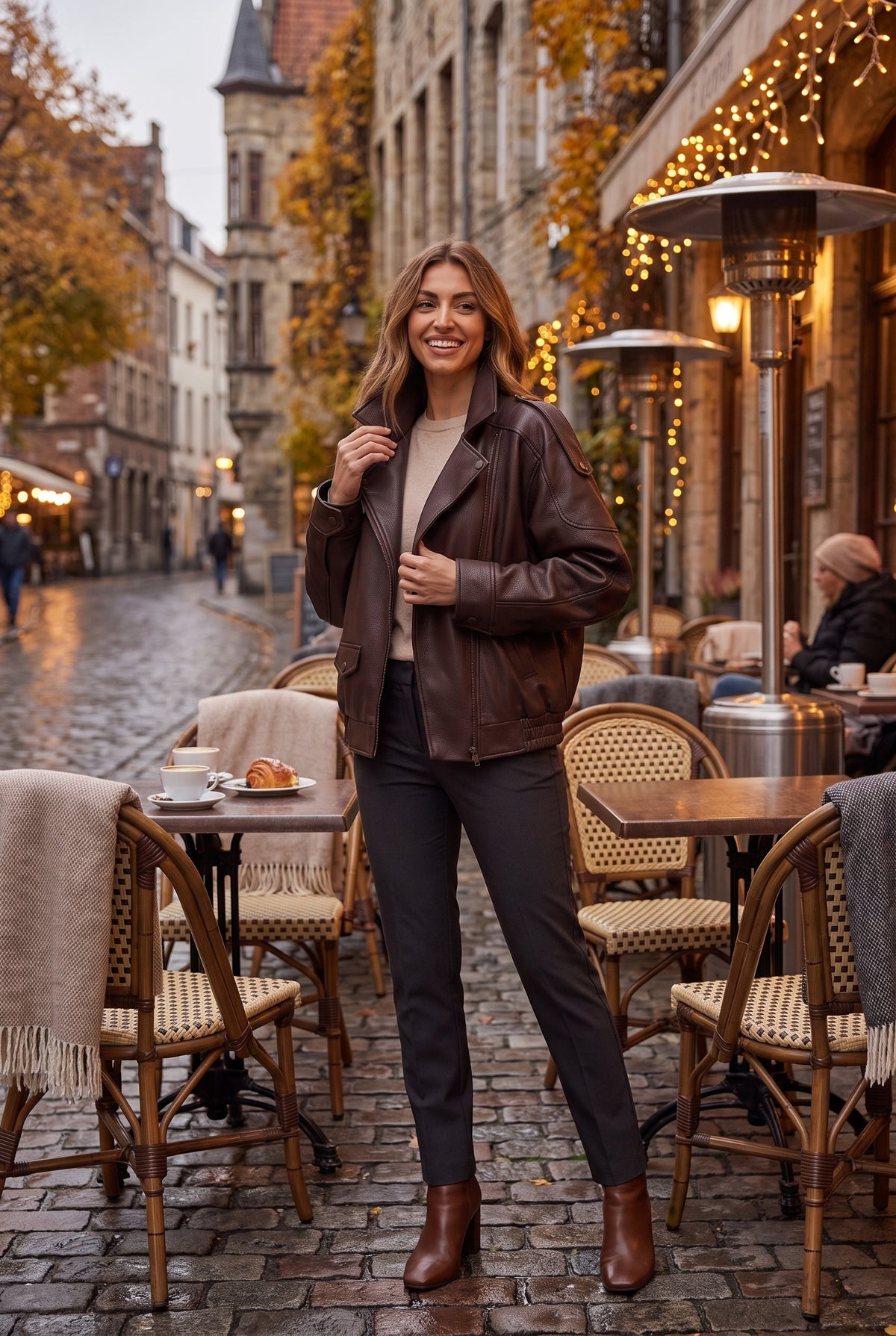 TABITHA Faux Leather Oversized Bomber Jacket, lifestyle