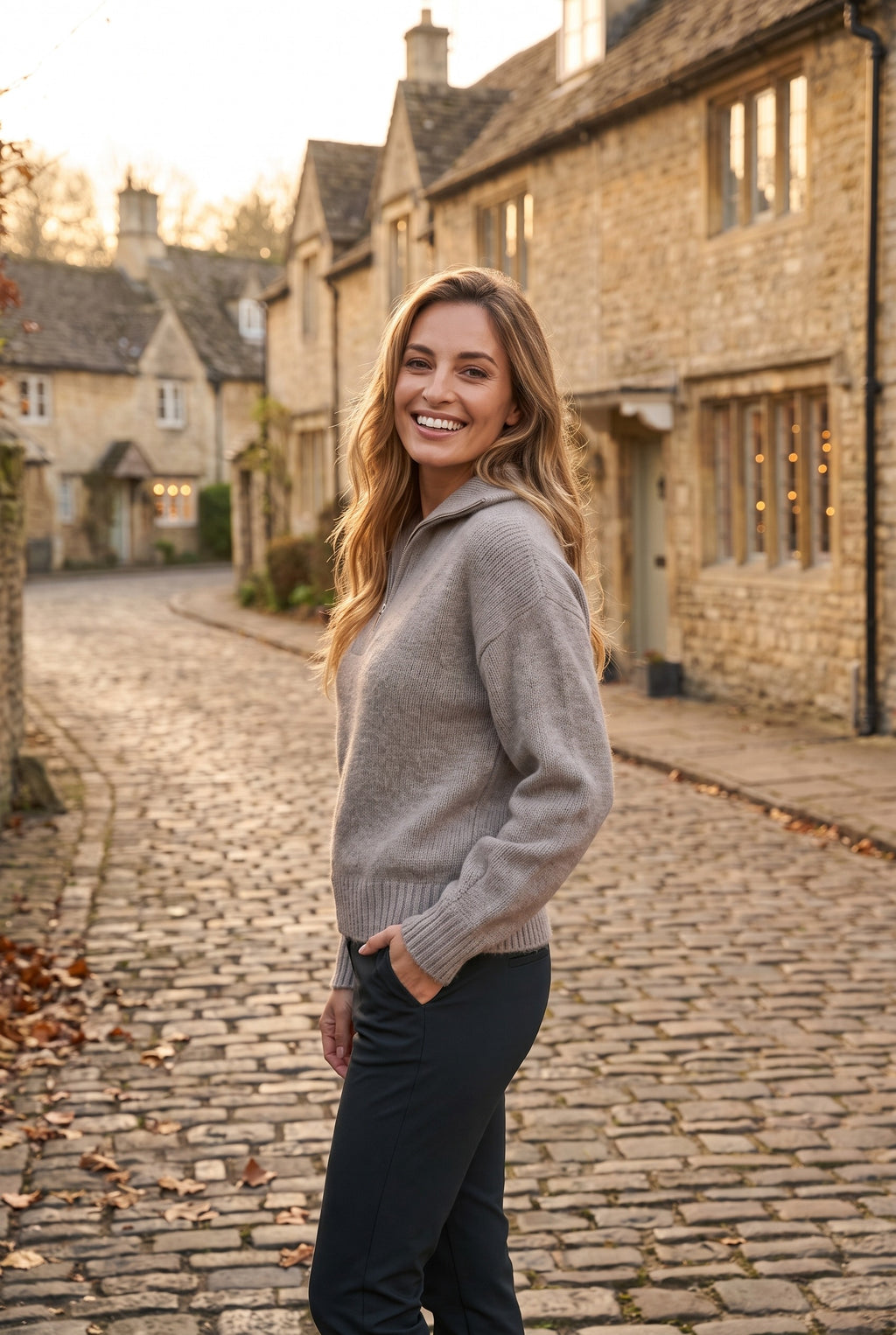 TATIANA Zip Up Cropped Knitted Cardigan, lifestyle