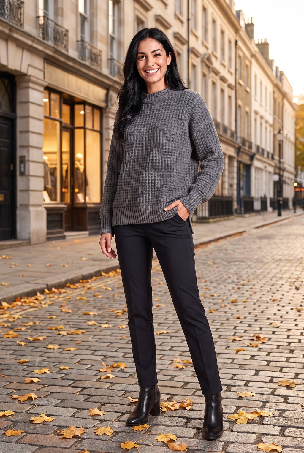 VALERIE Chunky Knit Side Split Jumper, lifestyle