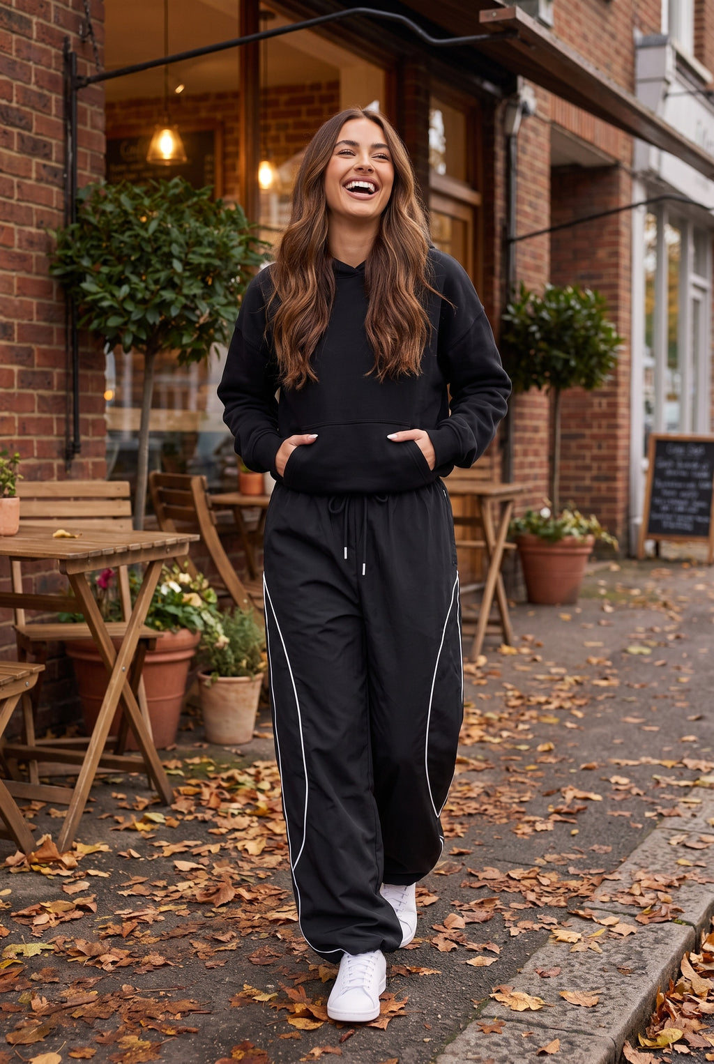 VIENNA Side Stripe Wide Leg Trousers, lifestyle
