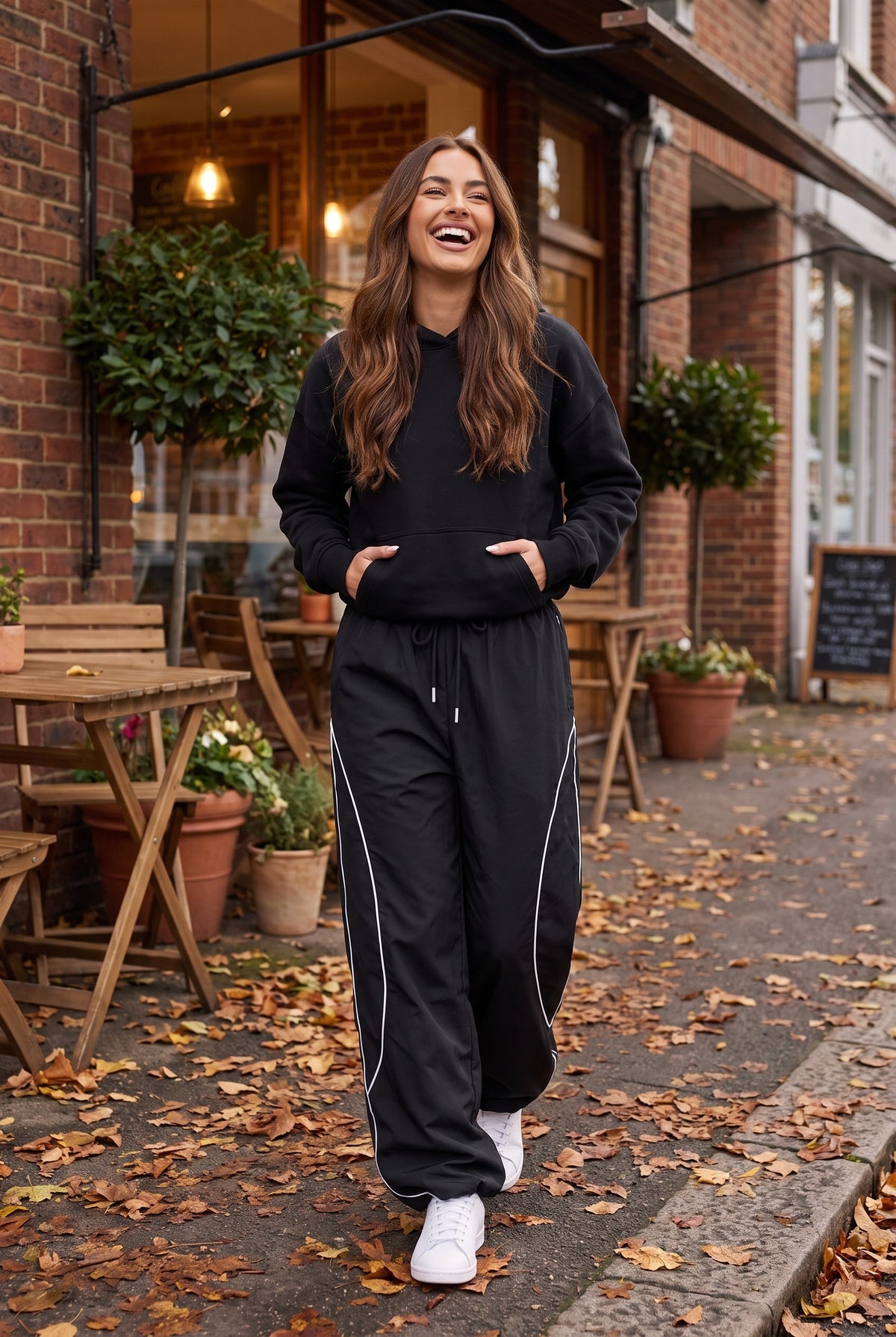 VIENNA Side Stripe Wide Leg Trousers, lifestyle